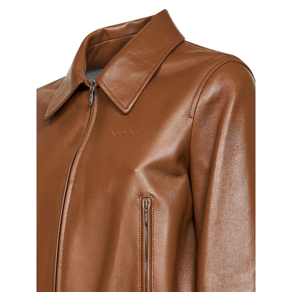 Gucci Gucci BROWN Jackets - Leather Jackets Size S / US 4 / IT 40 - 3 Thumbnail