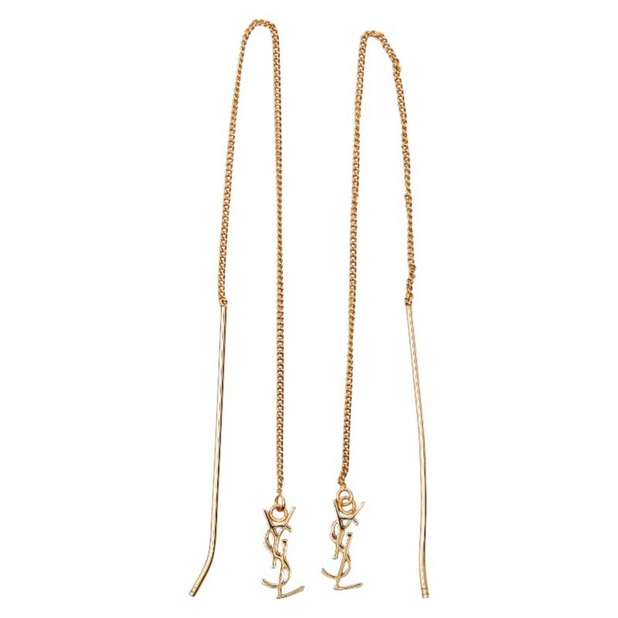 Yves Saint Laurent Yves Saint Laurent Saint Laurent Cassandra Threader Earrings, Gold Plated, Women's, SAINT LAURENT Size ONE SIZE - 2 Thumbnail