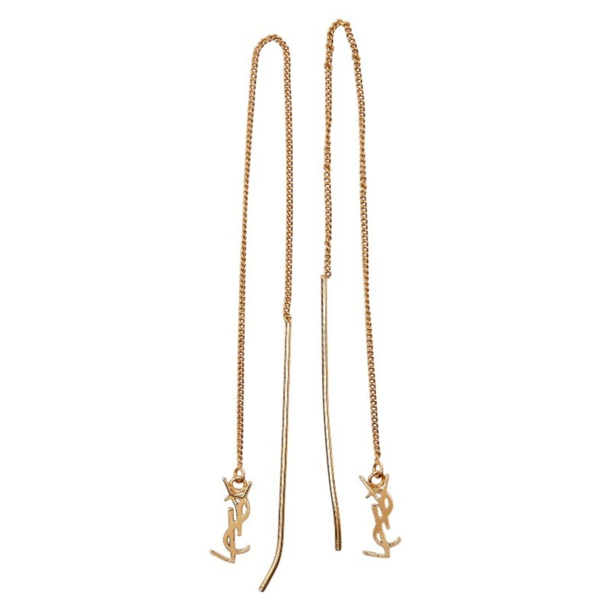 Yves Saint Laurent Yves Saint Laurent Saint Laurent Cassandra Threader Earrings, Gold Plated, Women's, SAINT LAURENT Size ONE SIZE - 3 Thumbnail