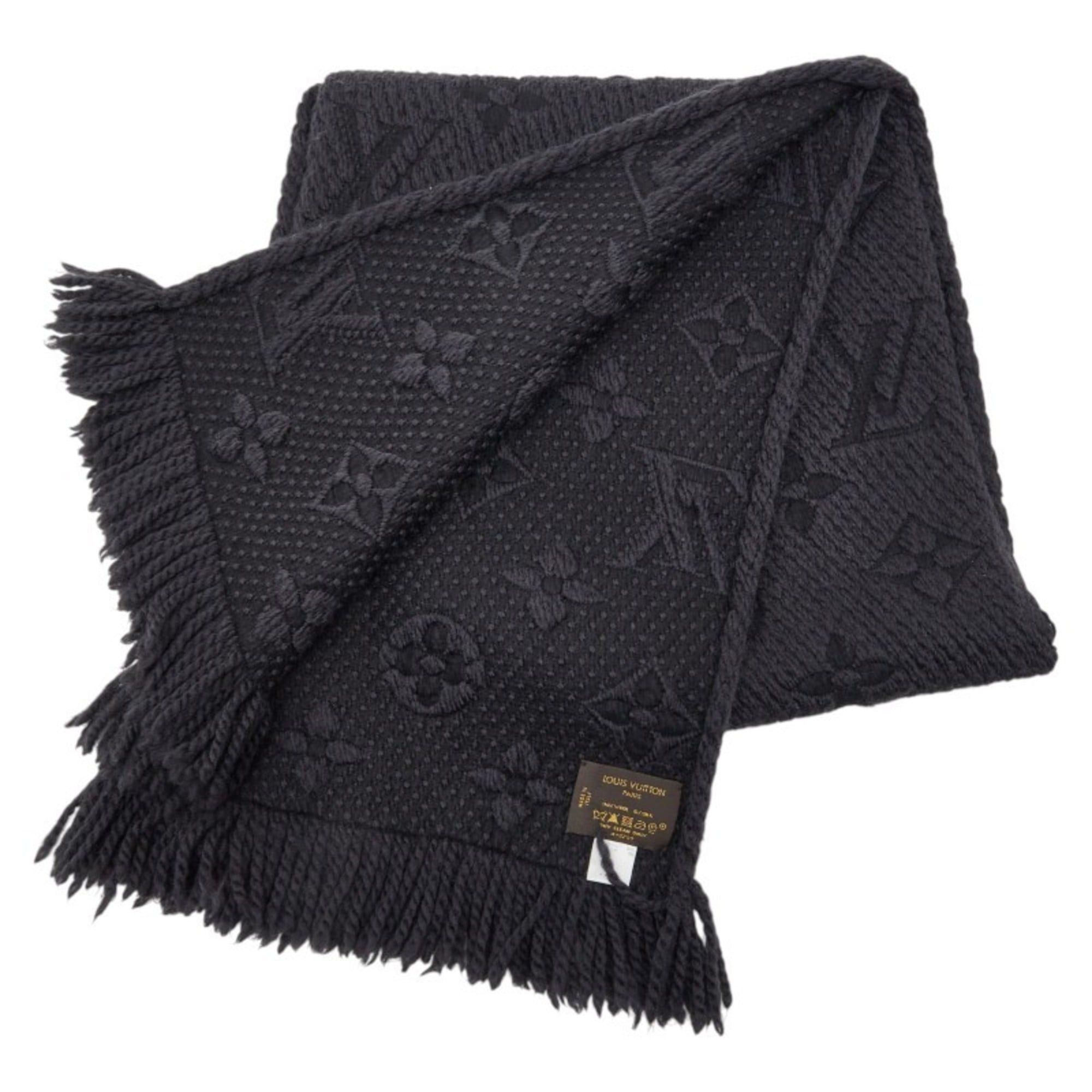 Louis Vuitton Louis Vuitton Monogram Echarpe Logomania Scarf 413287 Black Wool and Silk Women's LOUIS VUITTON Size ONE SIZE - 2 Thumbnail