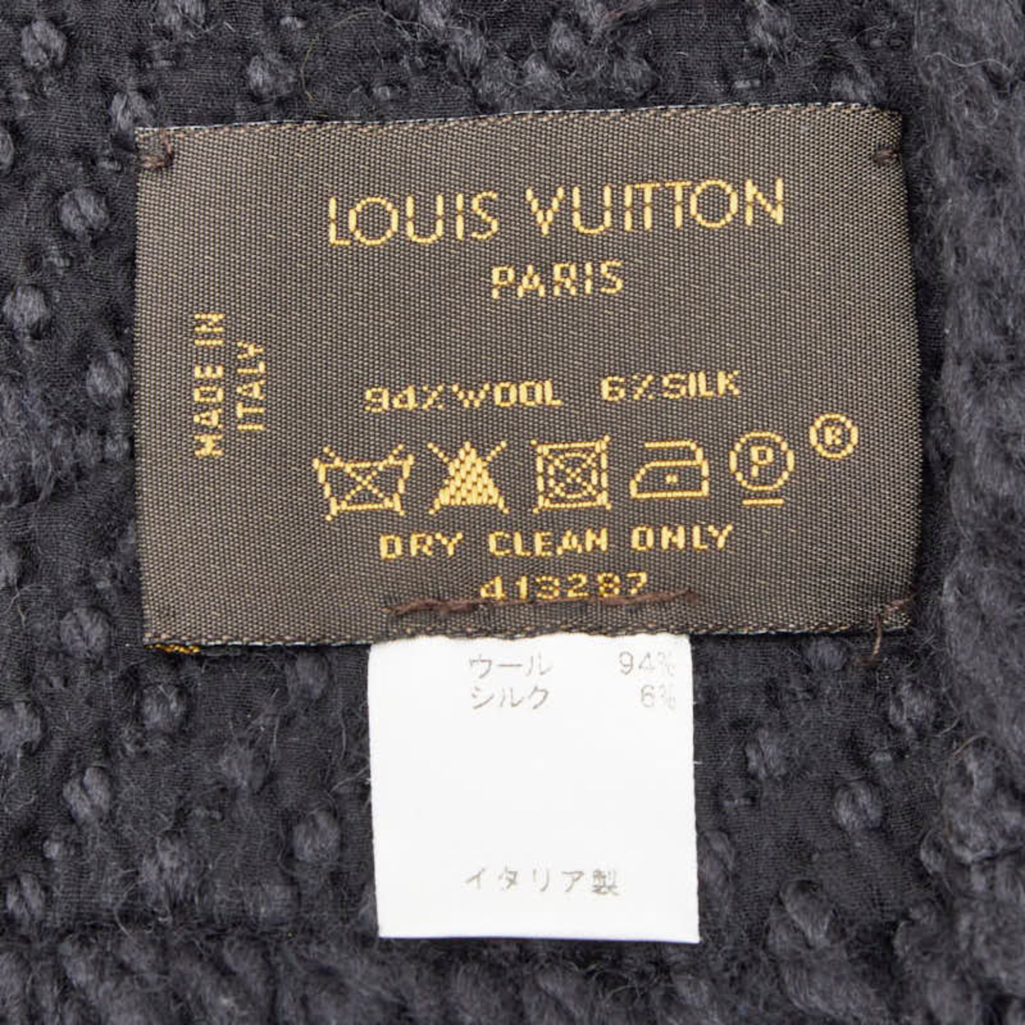 Louis Vuitton Louis Vuitton Monogram Echarpe Logomania Scarf 413287 Black Wool and Silk Women's LOUIS VUITTON Size ONE SIZE - 3 Thumbnail