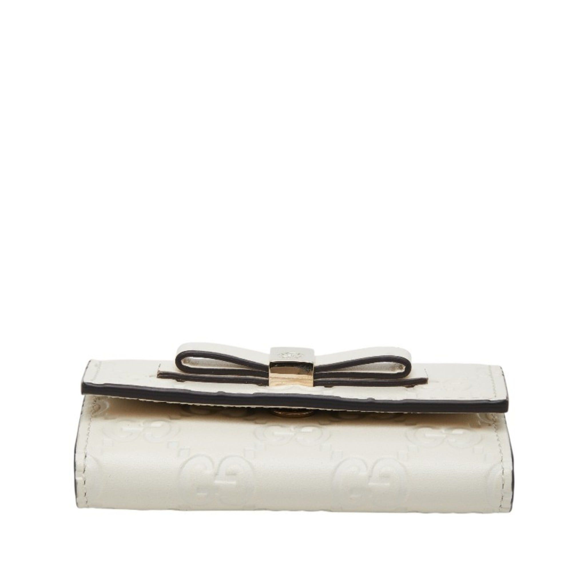 Gucci Gucci Guccissima Ribbon 6-Ring Key Case 388682 White Leather Women's GUCCI Size ONE SIZE - 3 Thumbnail
