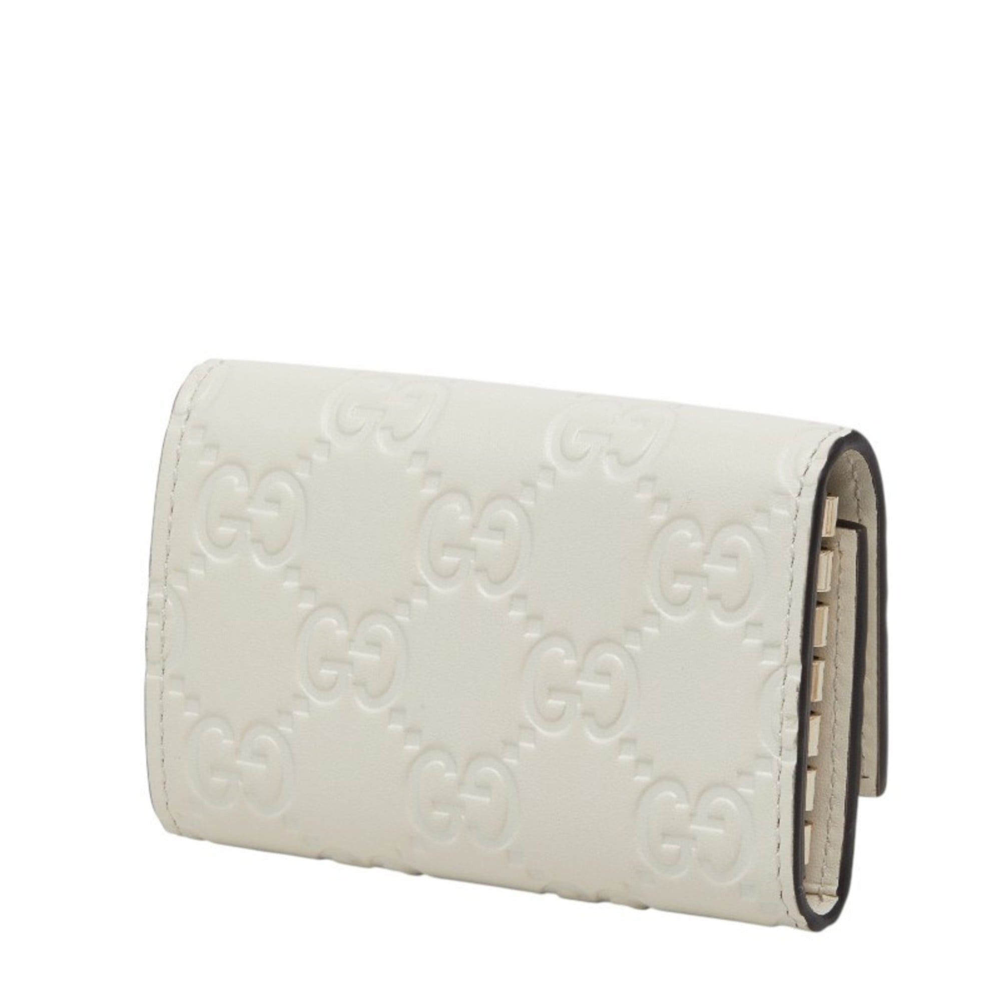 Gucci Gucci Guccissima Ribbon 6-Ring Key Case 388682 White Leather Women's GUCCI Size ONE SIZE - 2 Thumbnail
