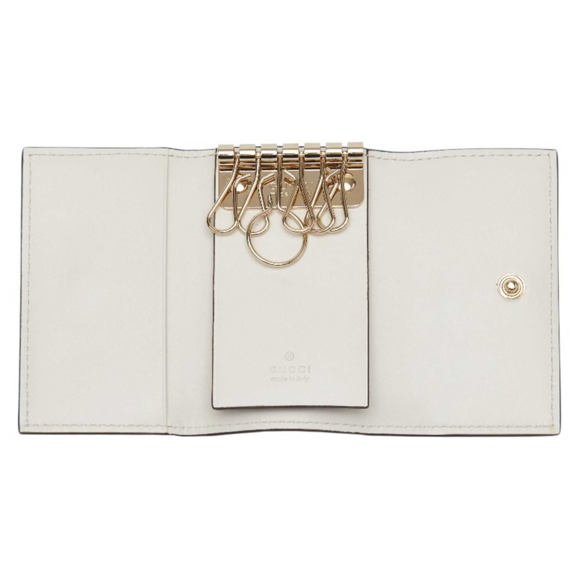 Gucci Gucci Guccissima Ribbon 6-Ring Key Case 388682 White Leather Women's GUCCI Size ONE SIZE - 6 Thumbnail
