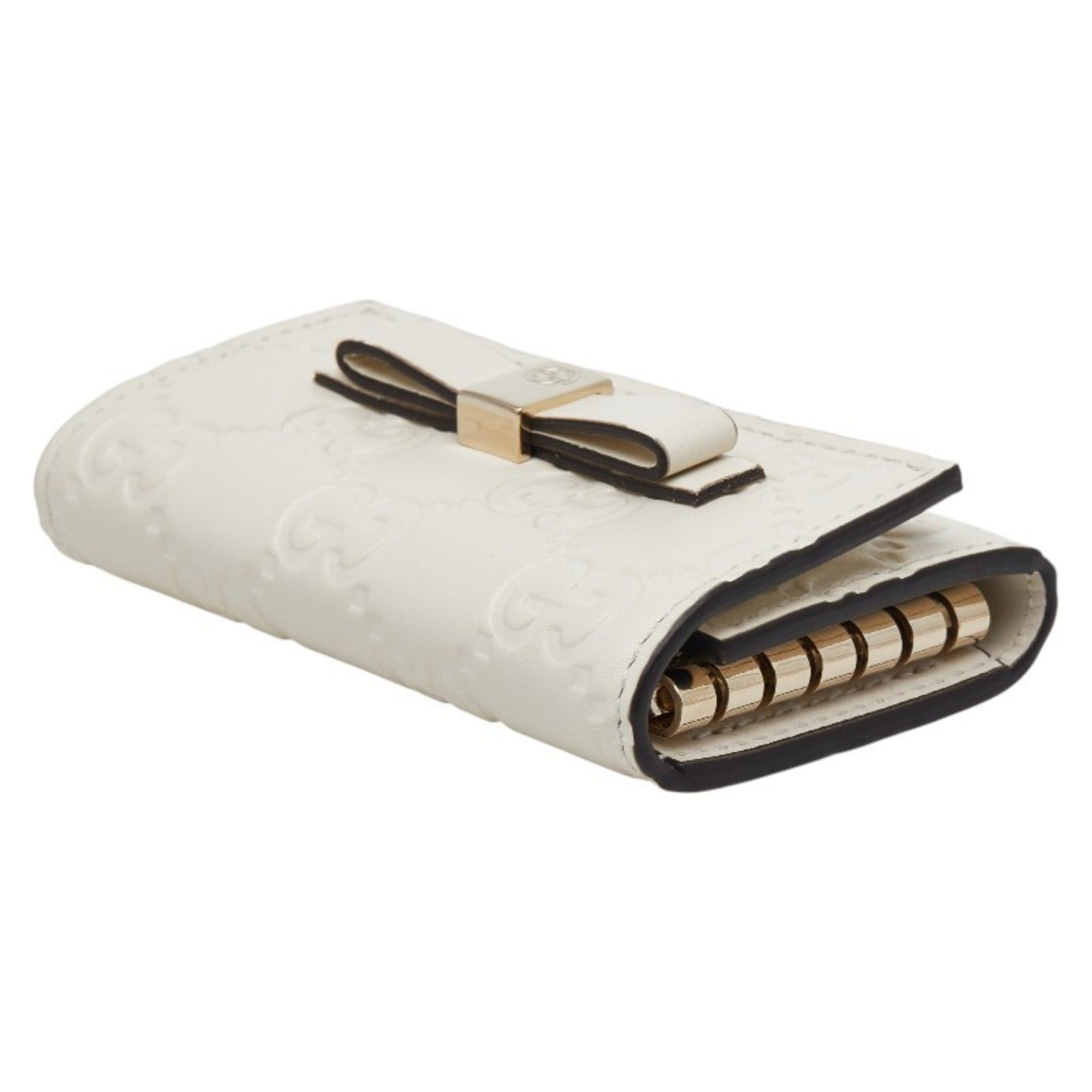 Gucci Gucci Guccissima Ribbon 6-Ring Key Case 388682 White Leather Women's GUCCI Size ONE SIZE - 5 Thumbnail
