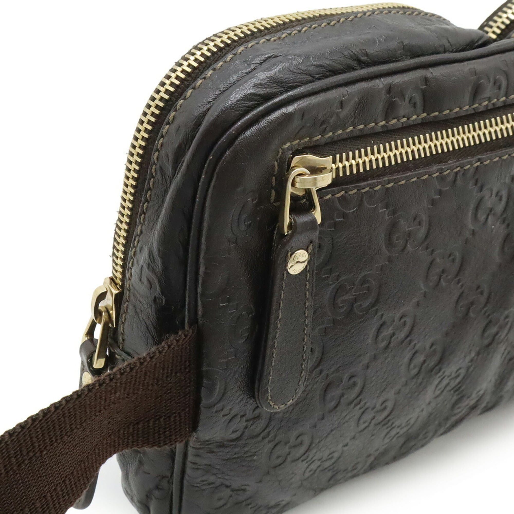 Gucci GUCCI Guccissima waist bag, pouch, body hip leather, dark brown, 246417 Size ONE SIZE - 5 Thumbnail