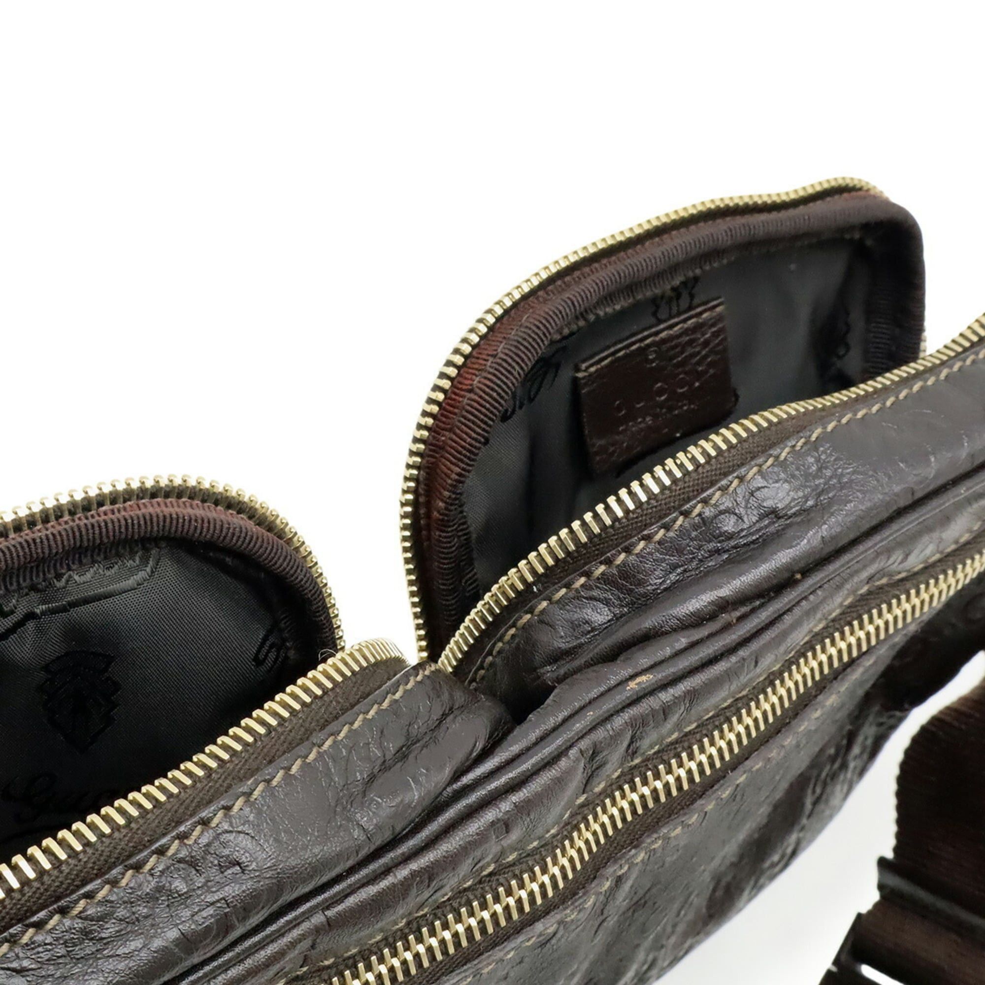 Gucci GUCCI Guccissima waist bag, pouch, body hip leather, dark brown, 246417 Size ONE SIZE - 9 Thumbnail