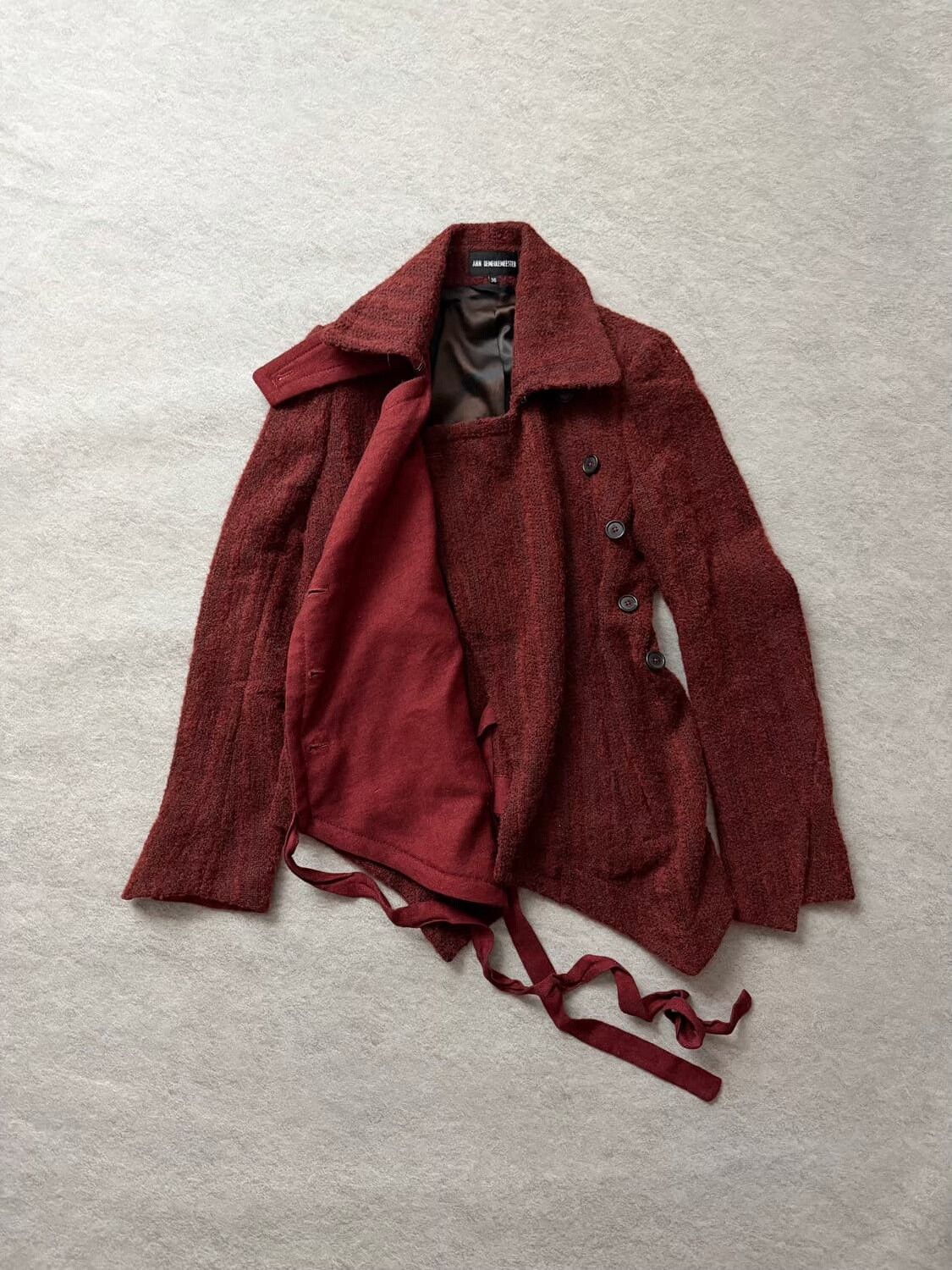 Ann Demeulemeester Ann Demeulemeester Bordeaux Wool Coat Size US M / EU 48-50 / 2 - 3 Thumbnail