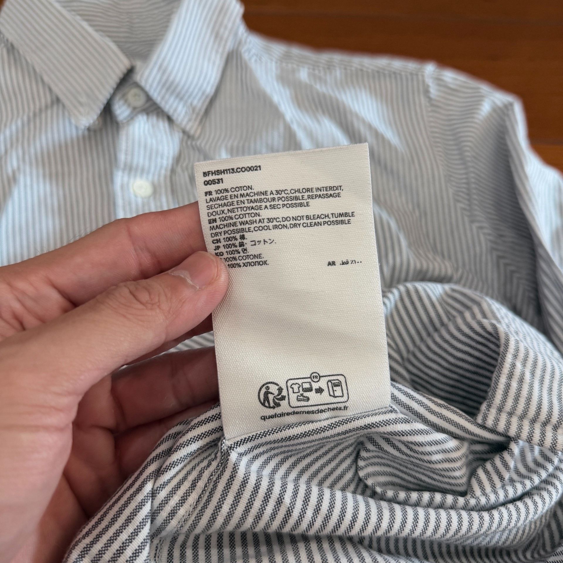 AMI AMI Gray White Striped Long Sleeve Shirt Size US M / EU 48-50 / 2 - 7 Thumbnail