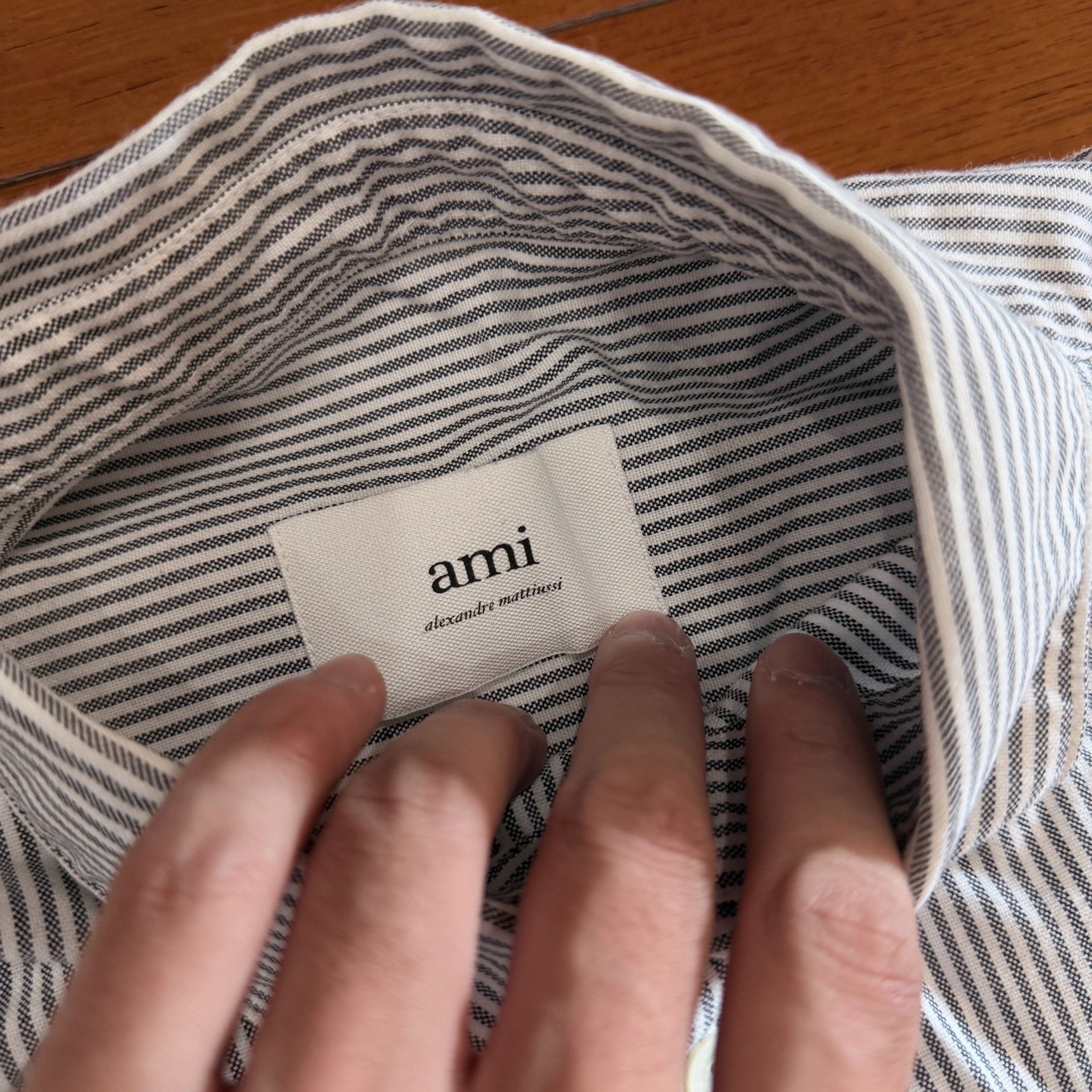 AMI AMI Gray White Striped Long Sleeve Shirt Size US M / EU 48-50 / 2 - 4 Thumbnail