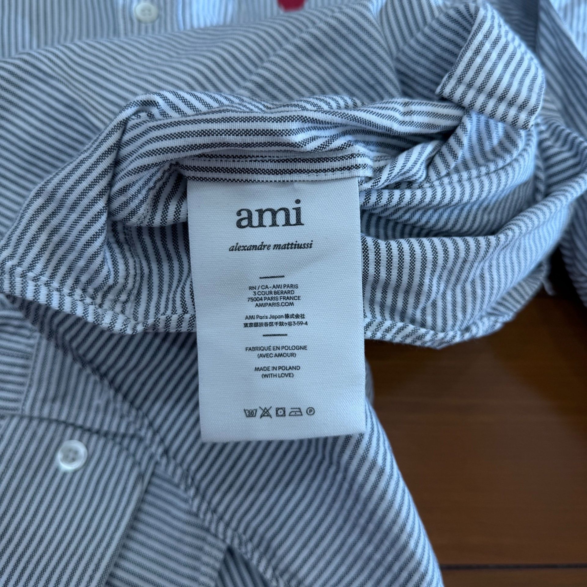 AMI AMI Gray White Striped Long Sleeve Shirt Size US M / EU 48-50 / 2 - 6 Thumbnail