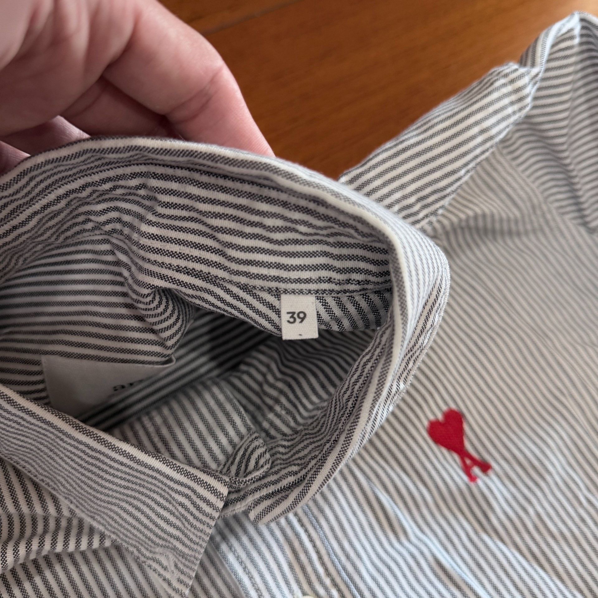 AMI AMI Gray White Striped Long Sleeve Shirt Size US M / EU 48-50 / 2 - 5 Thumbnail