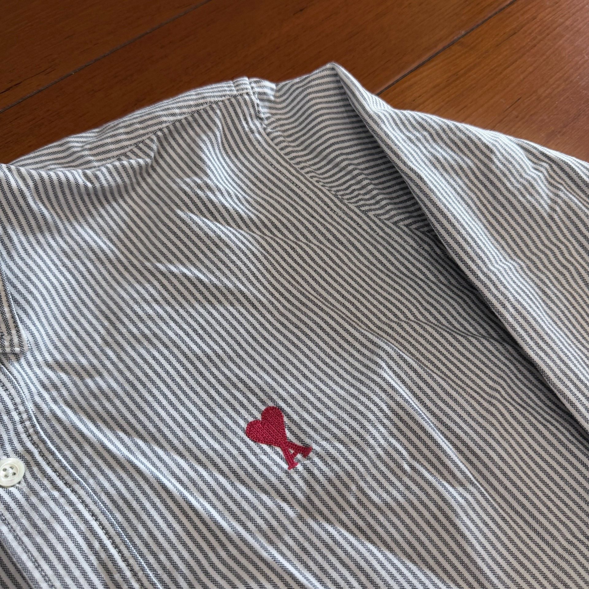 AMI AMI Gray White Striped Long Sleeve Shirt Size US M / EU 48-50 / 2 - 3 Thumbnail