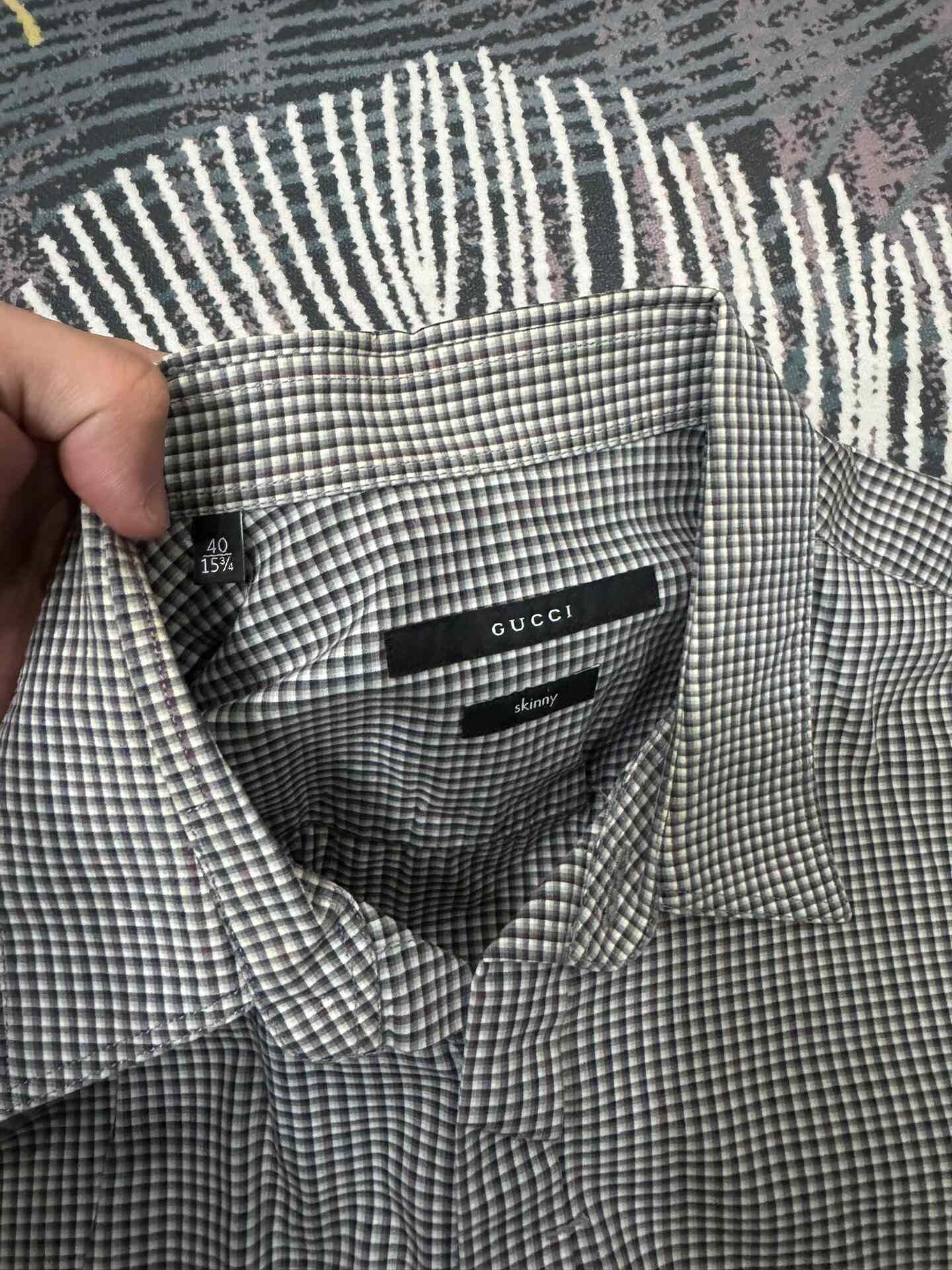 Gucci Gucci Skinny Checkered Shirt Size US M / EU 48-50 / 2 - 2 Thumbnail