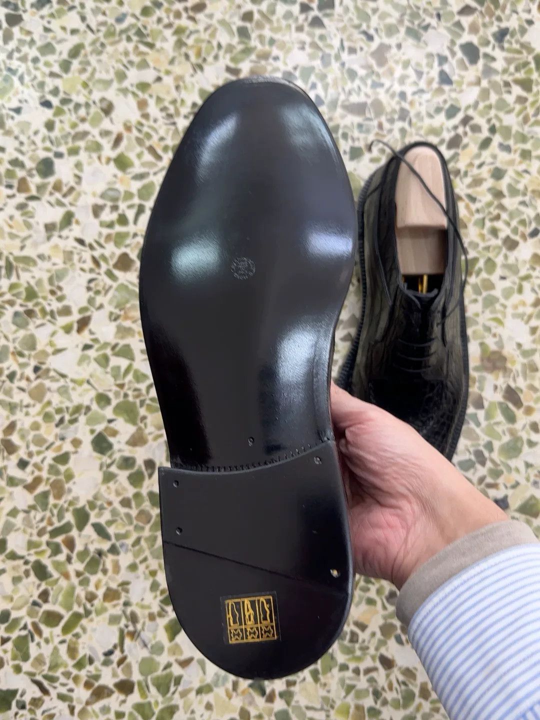 Enzo Bonafe Enzo Bonafe Black Crocodile Split Toe Custom Shoes Size US 11 / EU 44 - 3 Thumbnail
