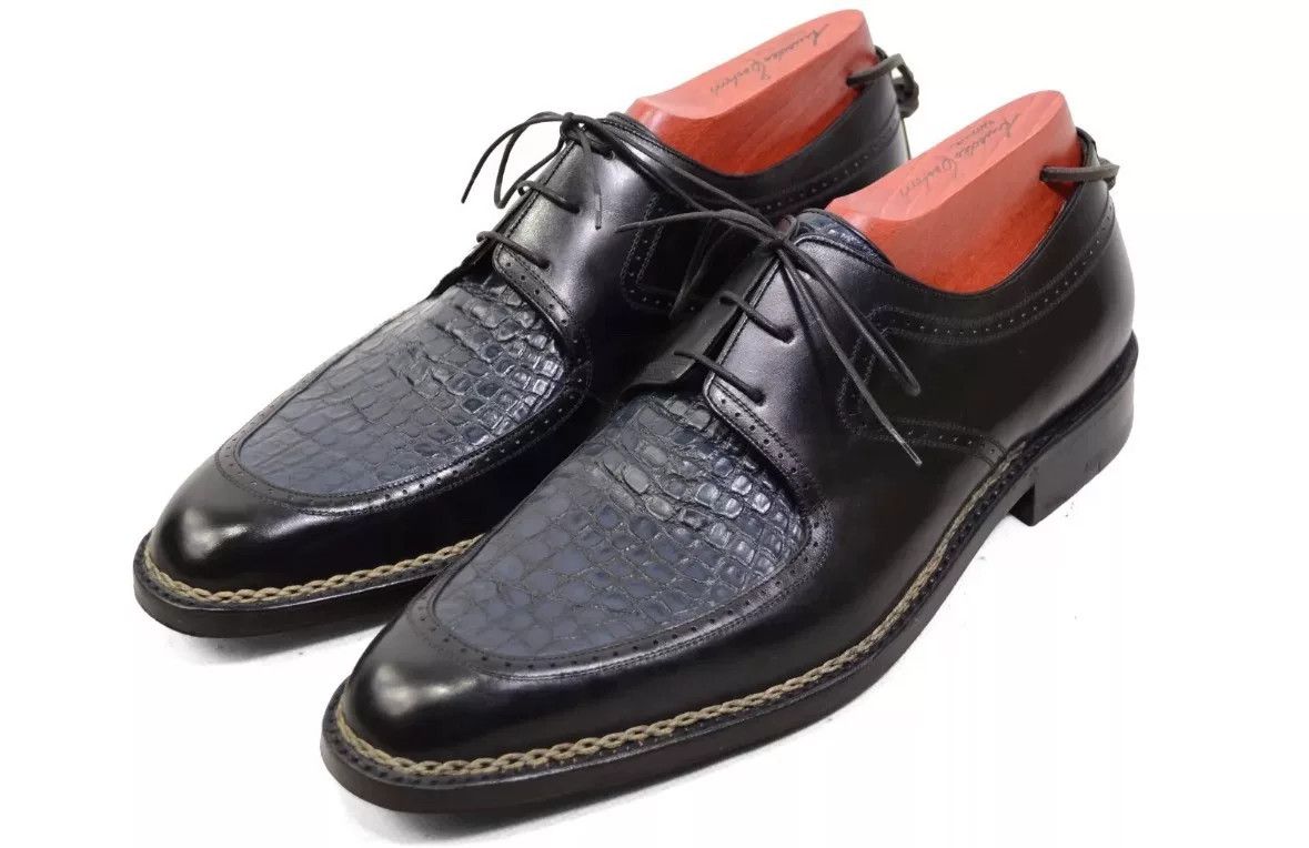 Testoni Testoni Crocodile & Cowhide Men's Shoes Size US 10 / EU 43 - 2 Thumbnail