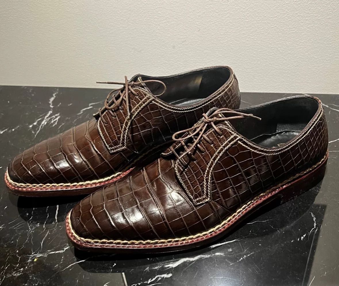Testoni Testoni Crocodile Leather Men's Shoes Size US 10 / EU 43 - 3 Thumbnail