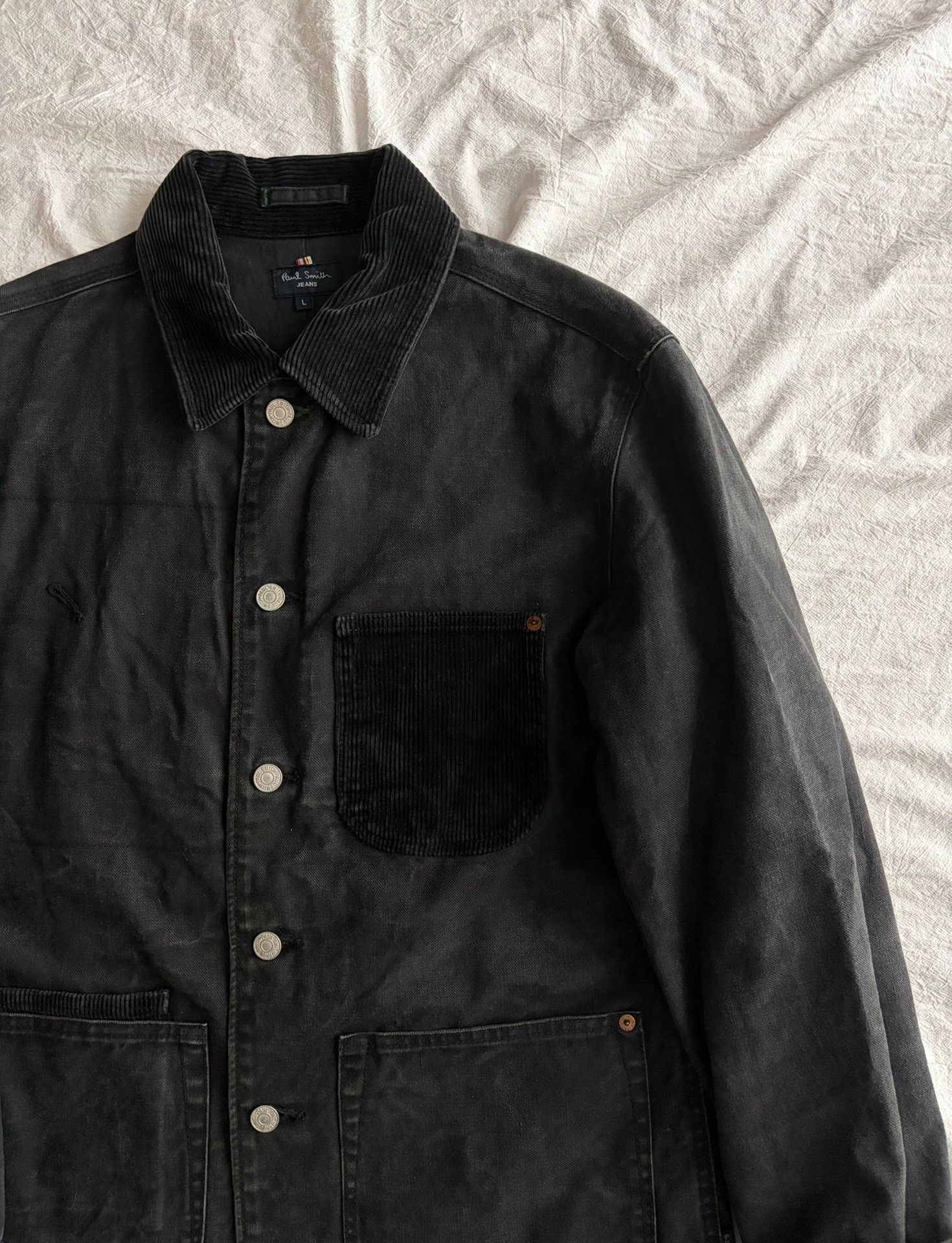 Paul Smith Paul Smith Washed Black Gray Corduroy Collar Jacket Size US M / EU 48-50 / 2 - 2 Thumbnail
