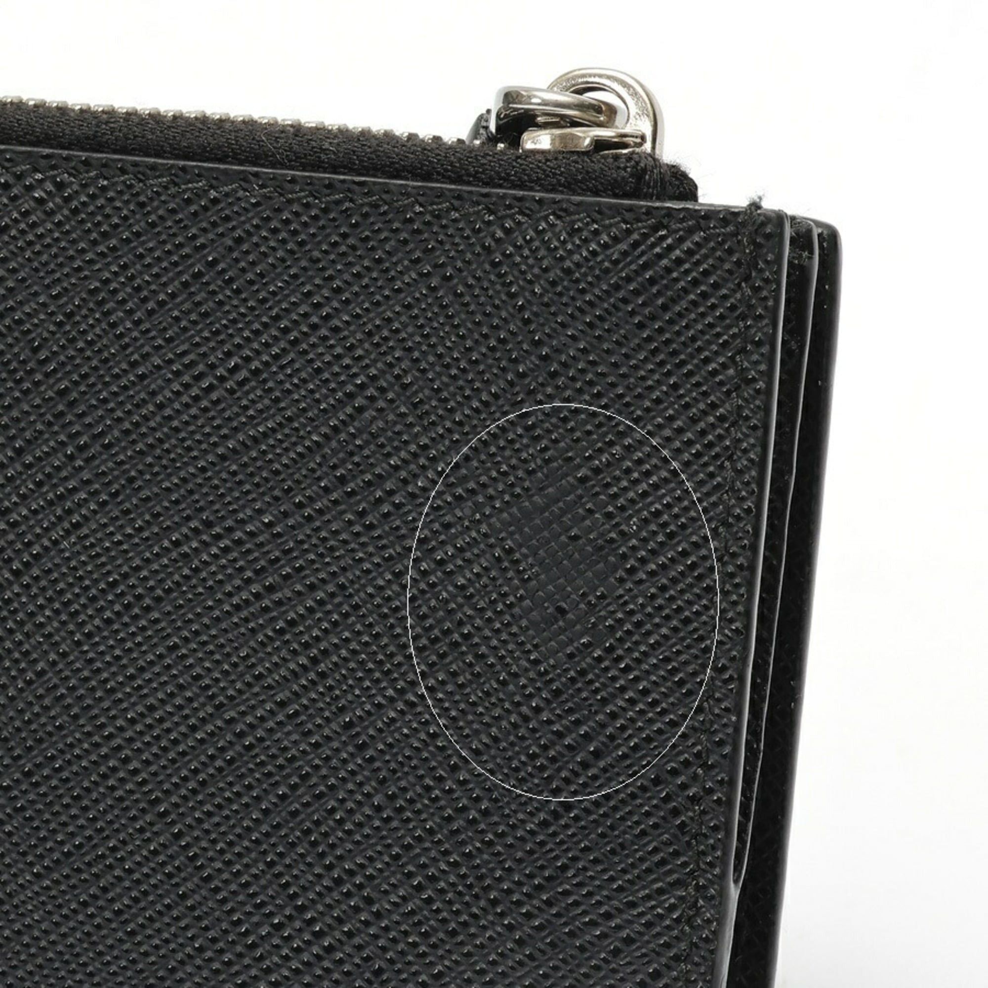 Prada Prada Saffiano Triangle Bifold Wallet 2ML049 in Black Leather Size ONE SIZE - 4 Thumbnail