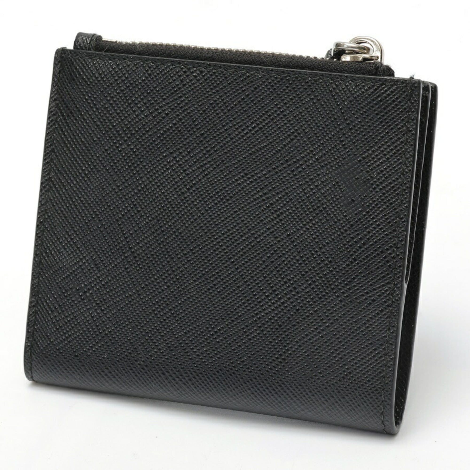 Prada Prada Saffiano Triangle Bifold Wallet 2ML049 in Black Leather Size ONE SIZE - 2 Thumbnail
