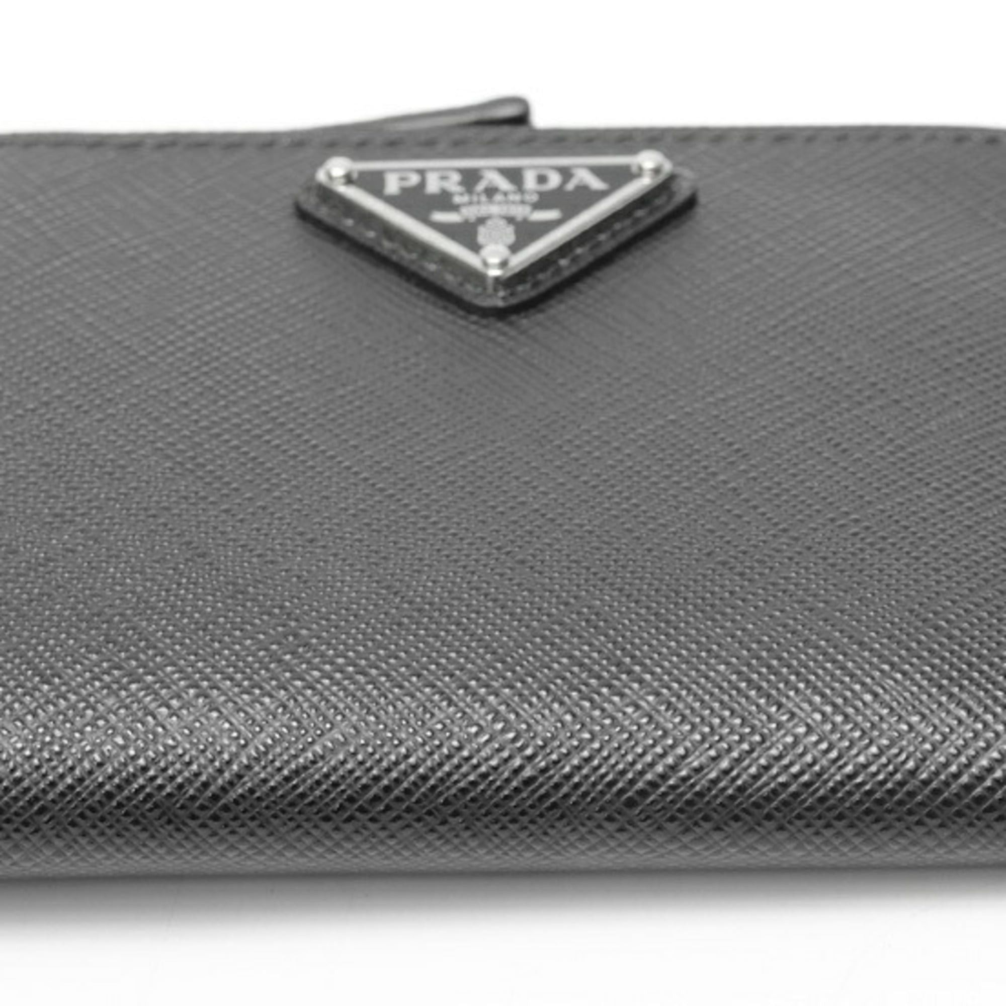 Prada Prada Saffiano Triangle Bifold Wallet 2ML049 in Black Leather Size ONE SIZE - 3 Thumbnail