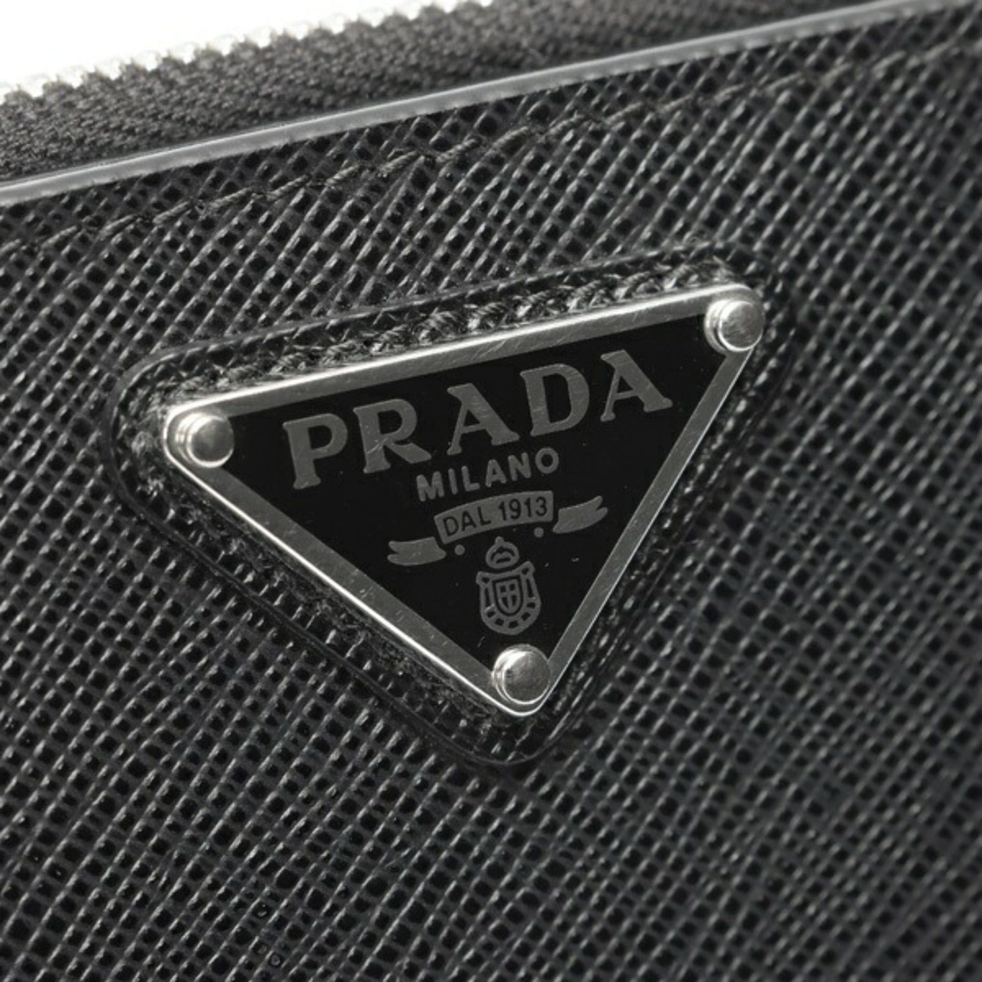 Prada Prada Saffiano Triangle Bifold Wallet 2ML049 in Black Leather Size ONE SIZE - 5 Thumbnail