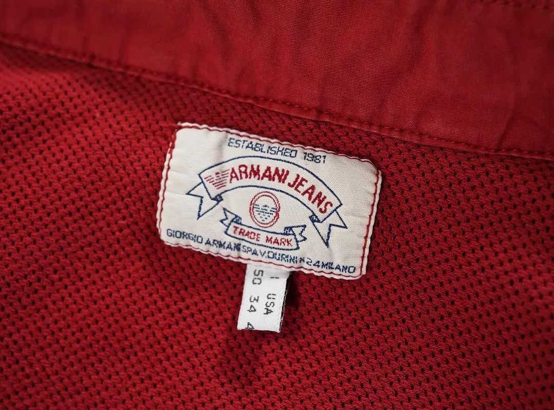 Armani 90s Armani Jeans Red Flight Jacket Size US M / EU 48-50 / 2 - 5 Thumbnail