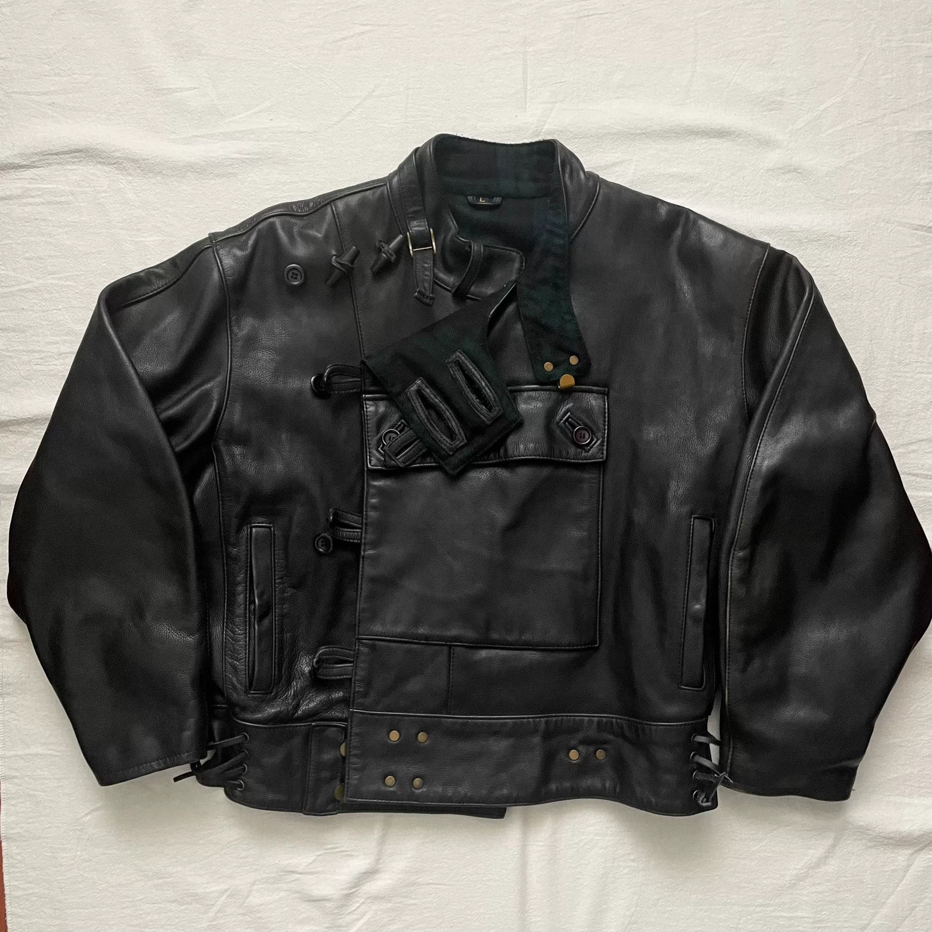 Vintage Vintage Swedish Military Leather Motorcycle Jacket Size US M / EU 48-50 / 2 - 2 Thumbnail