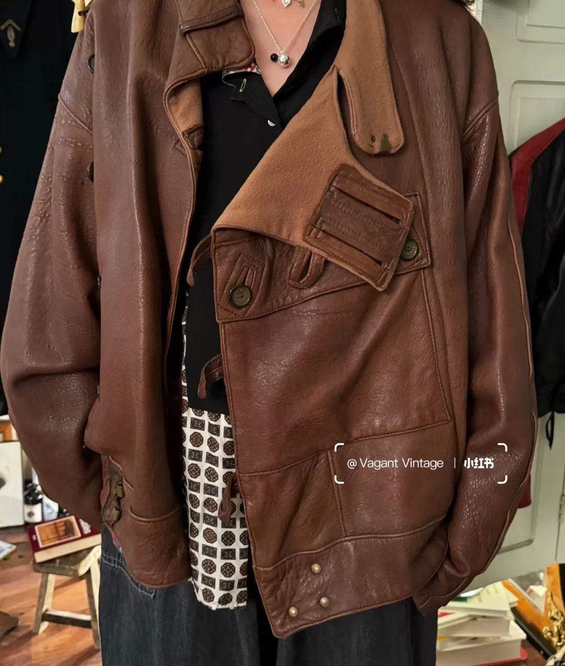 Vintage Vintage Swedish Military Leather Motorcycle Jacket Size US M / EU 48-50 / 2 - 7 Thumbnail