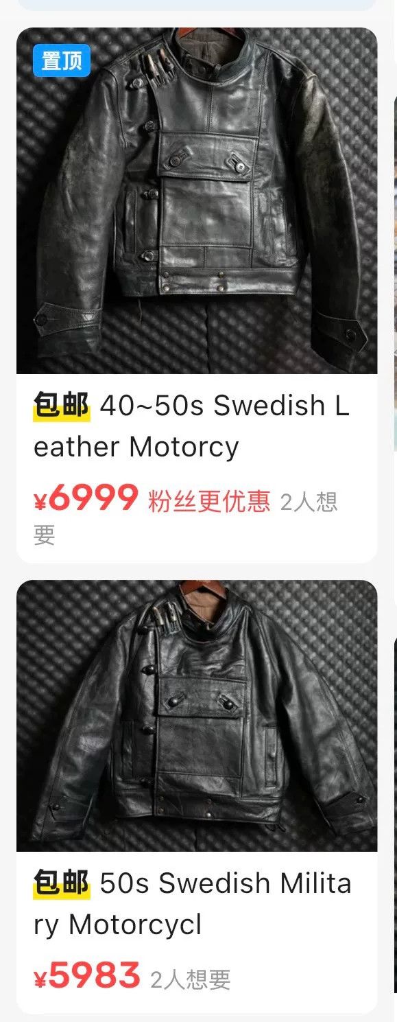Vintage Vintage Swedish Military Leather Motorcycle Jacket Size US M / EU 48-50 / 2 - 9 Thumbnail