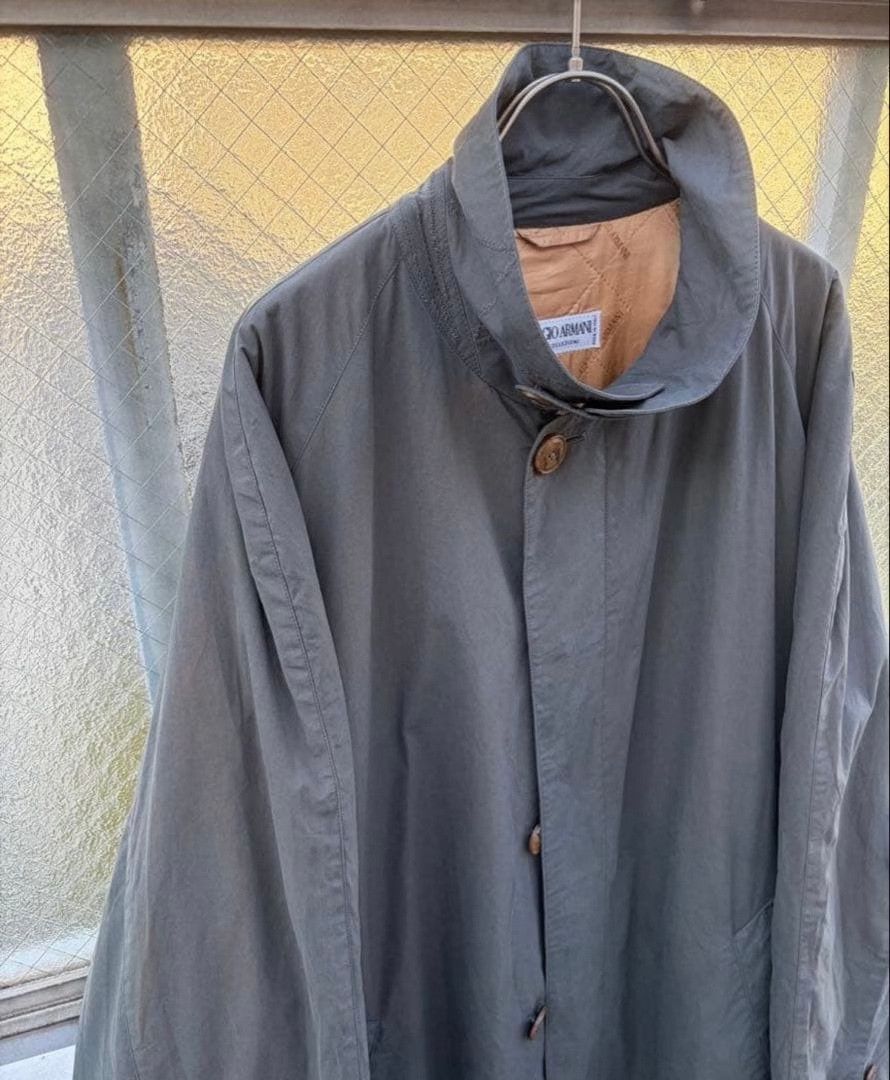 Giorgio Armani 80s Giorgio Armani Gray Padded Trench Coat Size US M / EU 48-50 / 2 - 2 Thumbnail