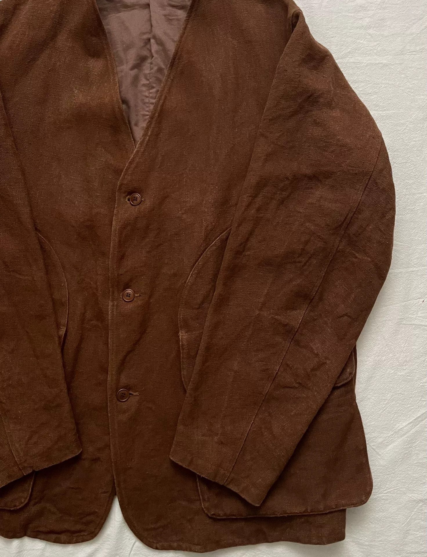 Comoli Comoli Limited Brown Hemp Collarless Jacket Size US M / EU 48-50 / 2 - 4 Thumbnail