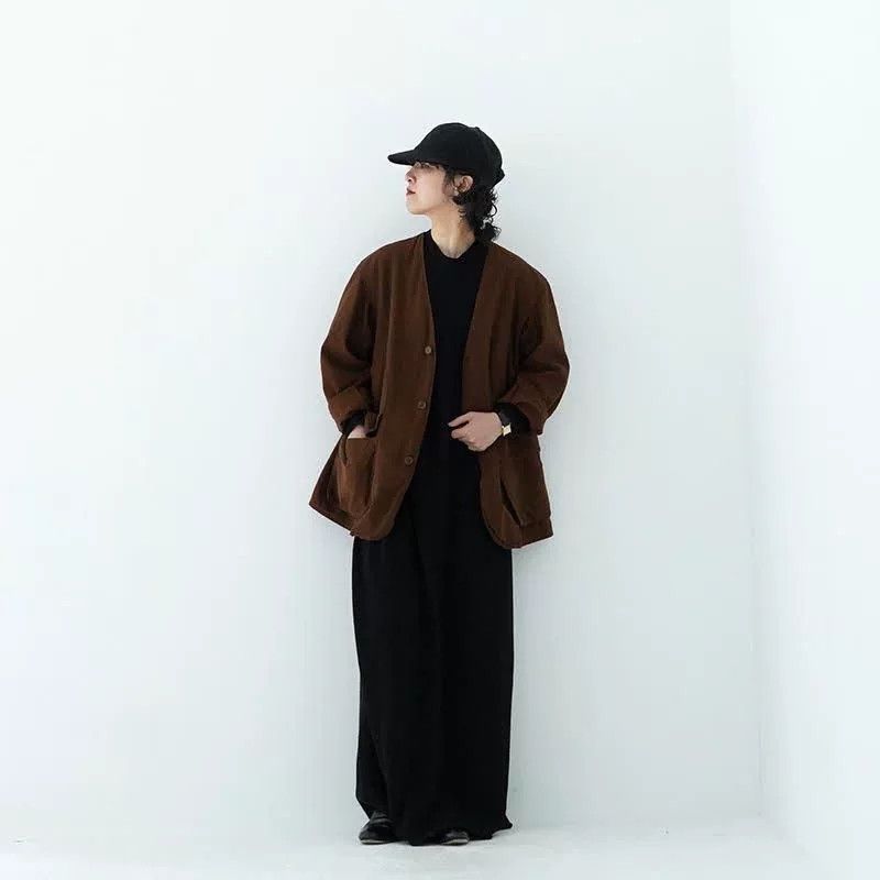 Comoli Comoli Limited Brown Hemp Collarless Jacket Size US M / EU 48-50 / 2 - 9 Thumbnail
