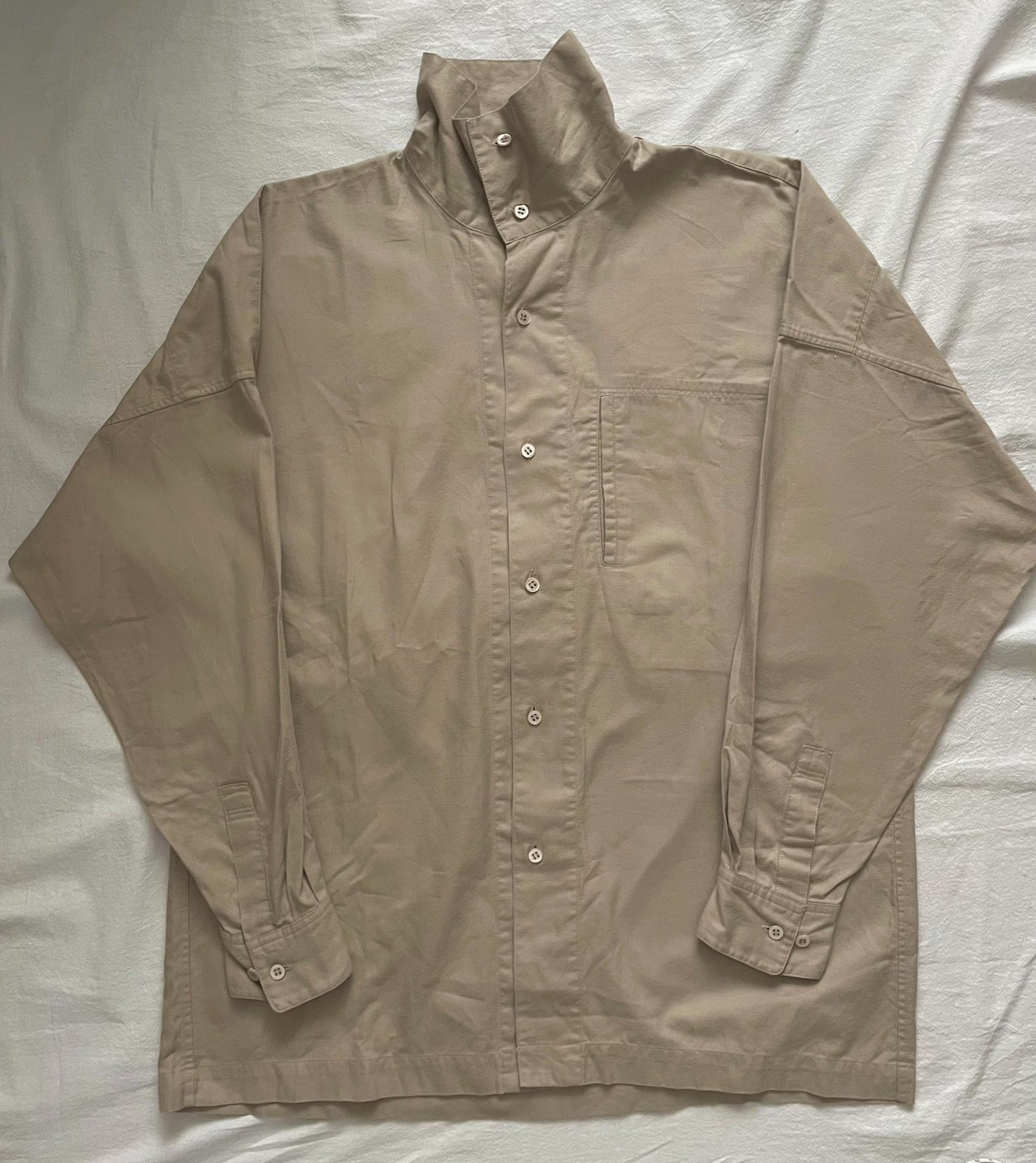 Issey Miyake 1980s Issey Miyake Khaki High Collar Shirt Size US M / EU 48-50 / 2 - 2 Thumbnail