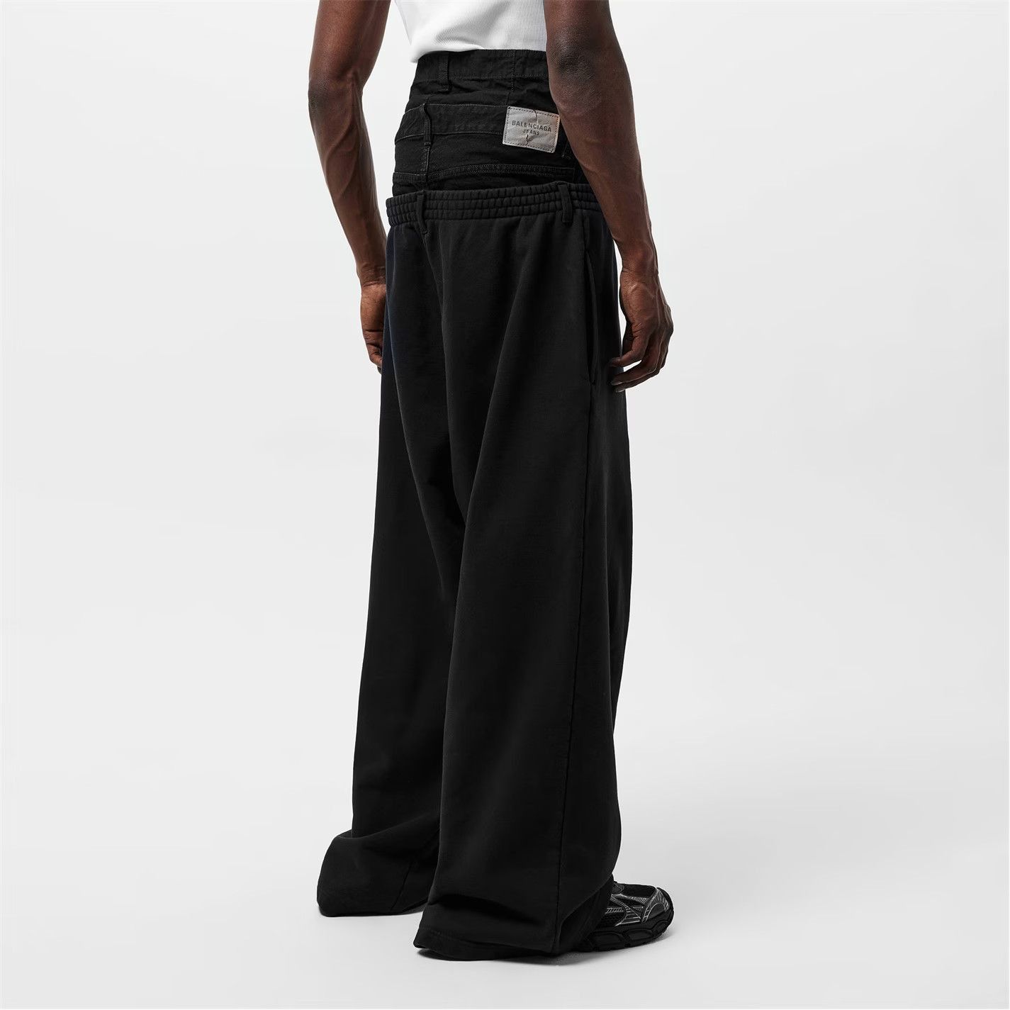 Balenciaga Layered Jogging Pants Jeans In Black Size US 29 - 4 Thumbnail