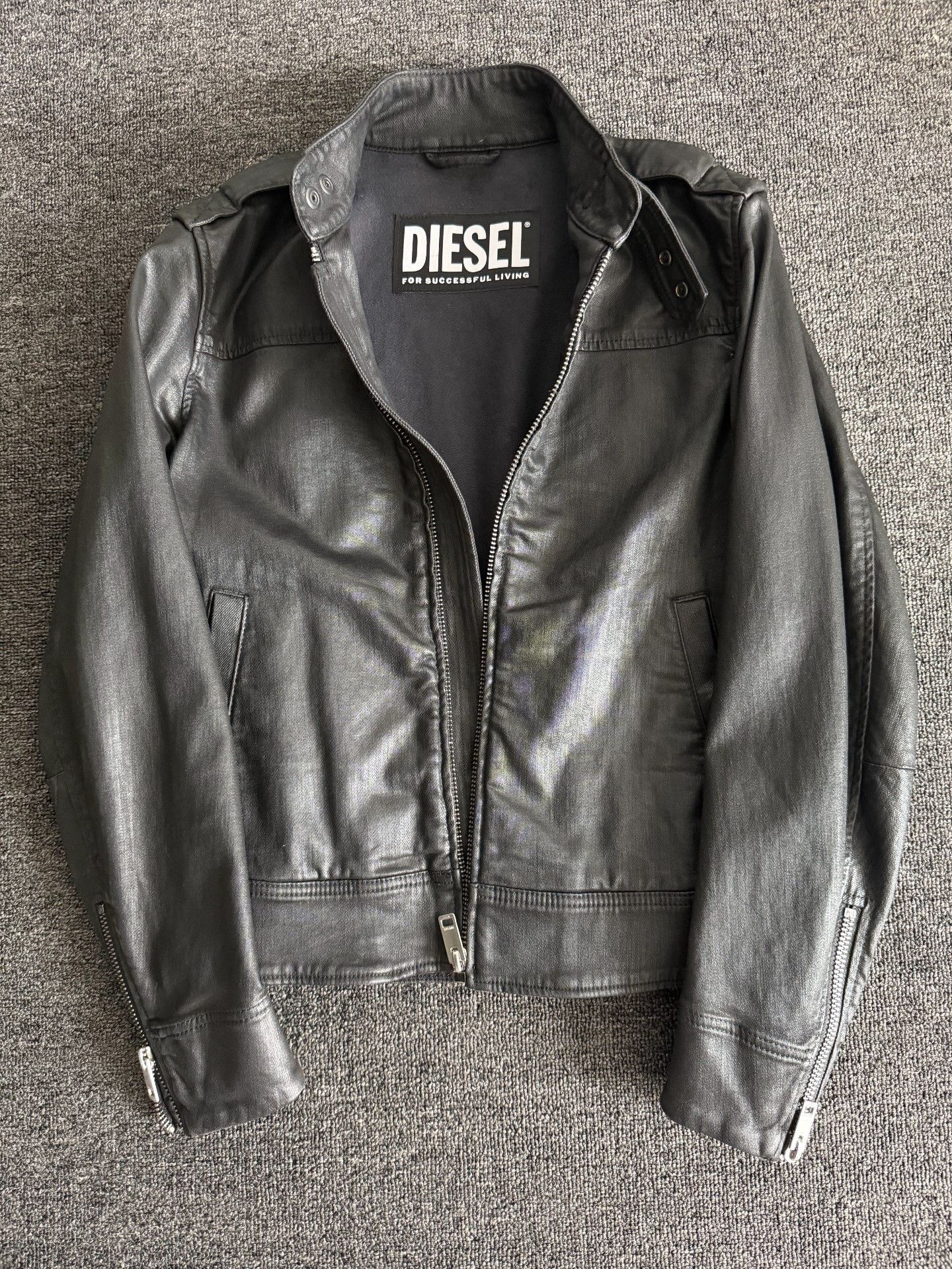 Diesel Diesel Joggjeans Black Biker Jacket Size US M / EU 48-50 / 2 - 2 Thumbnail
