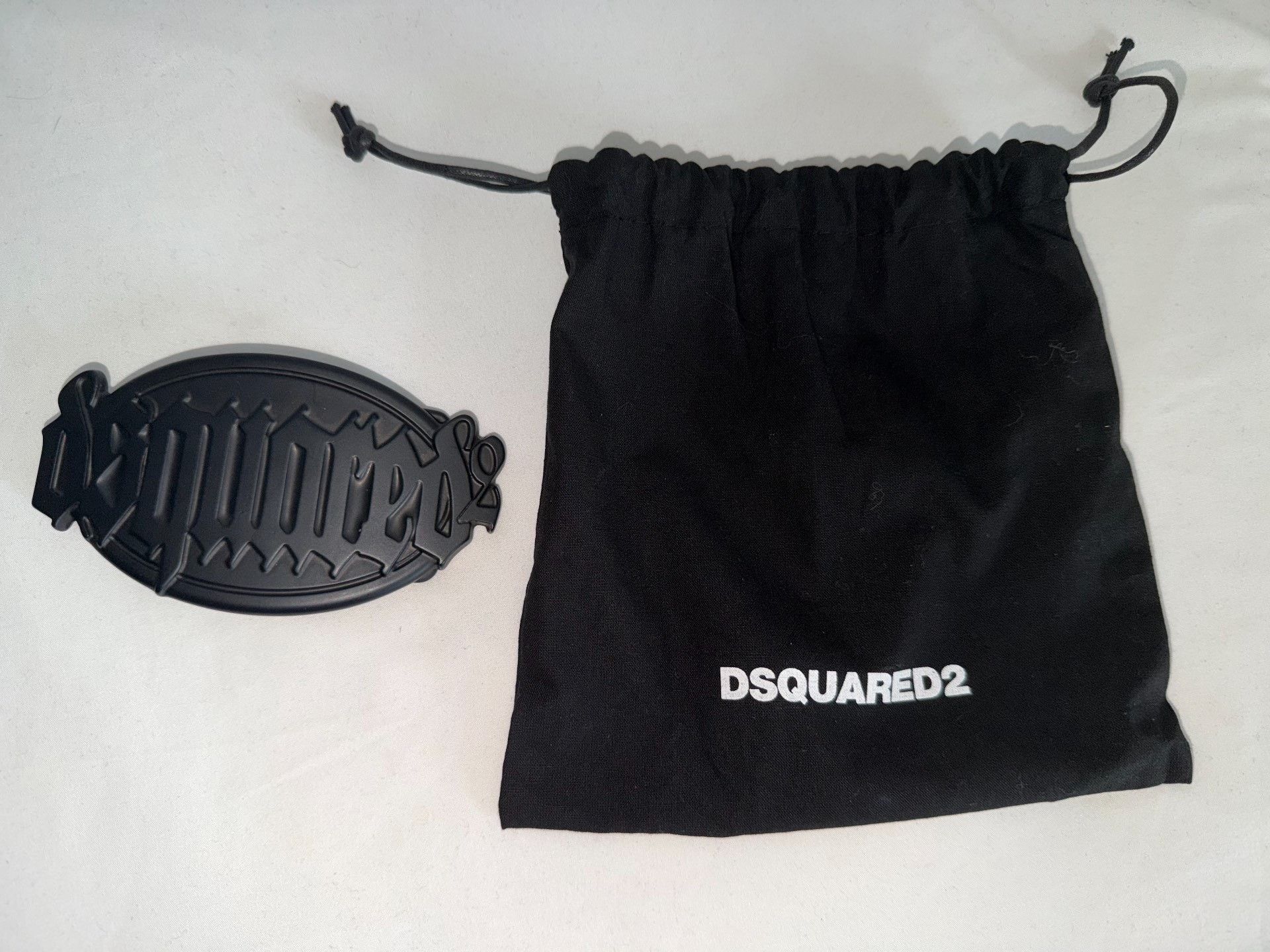 Dsquared2 Dsquared2 Black Leather Belt with Gothic Buckle Size ONE SIZE - 2 Thumbnail