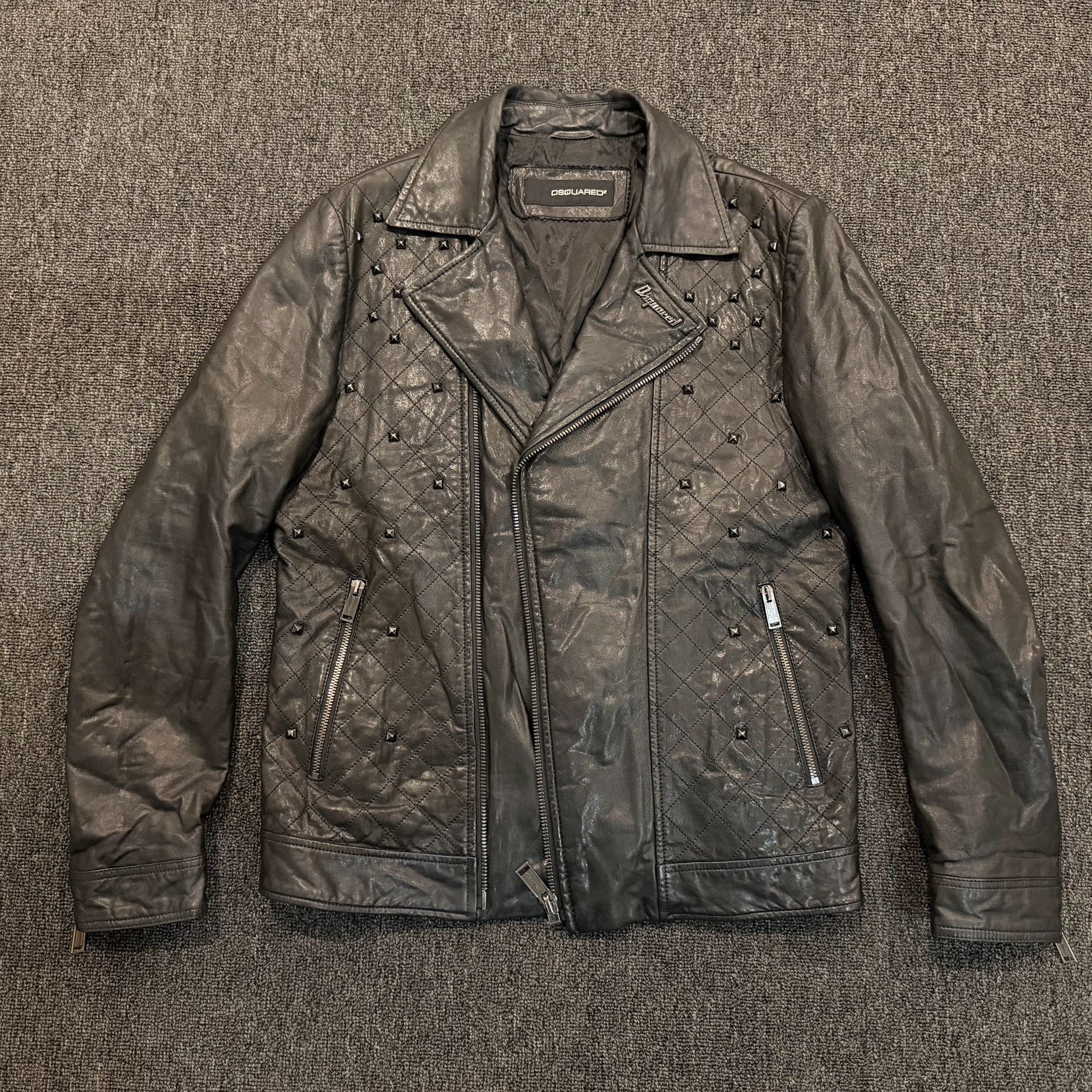 Dsquared2 DSquared2 Black Rivet Leather Jacket Size US S / EU 44-46 / 1 - 4 Thumbnail