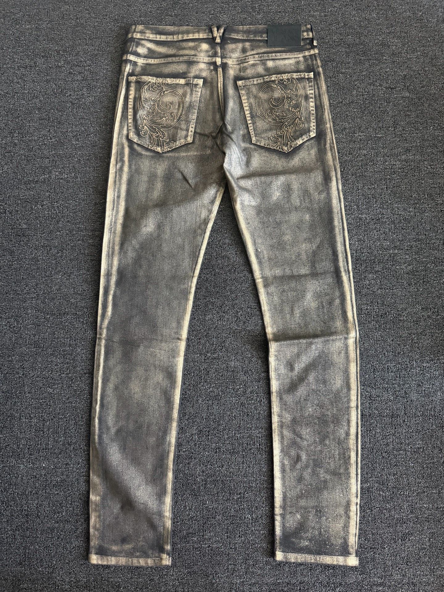 Versace Versace Gold Tone Coated Slim Jeans Size US 34 / EU 50 - 2 Thumbnail