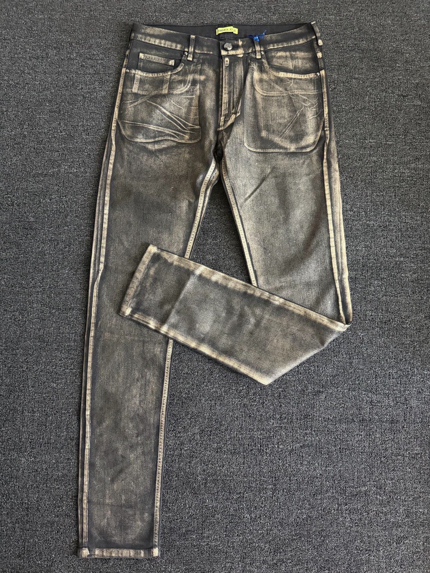 Versace Versace Gold Tone Coated Slim Jeans Size US 34 / EU 50 - 3 Thumbnail
