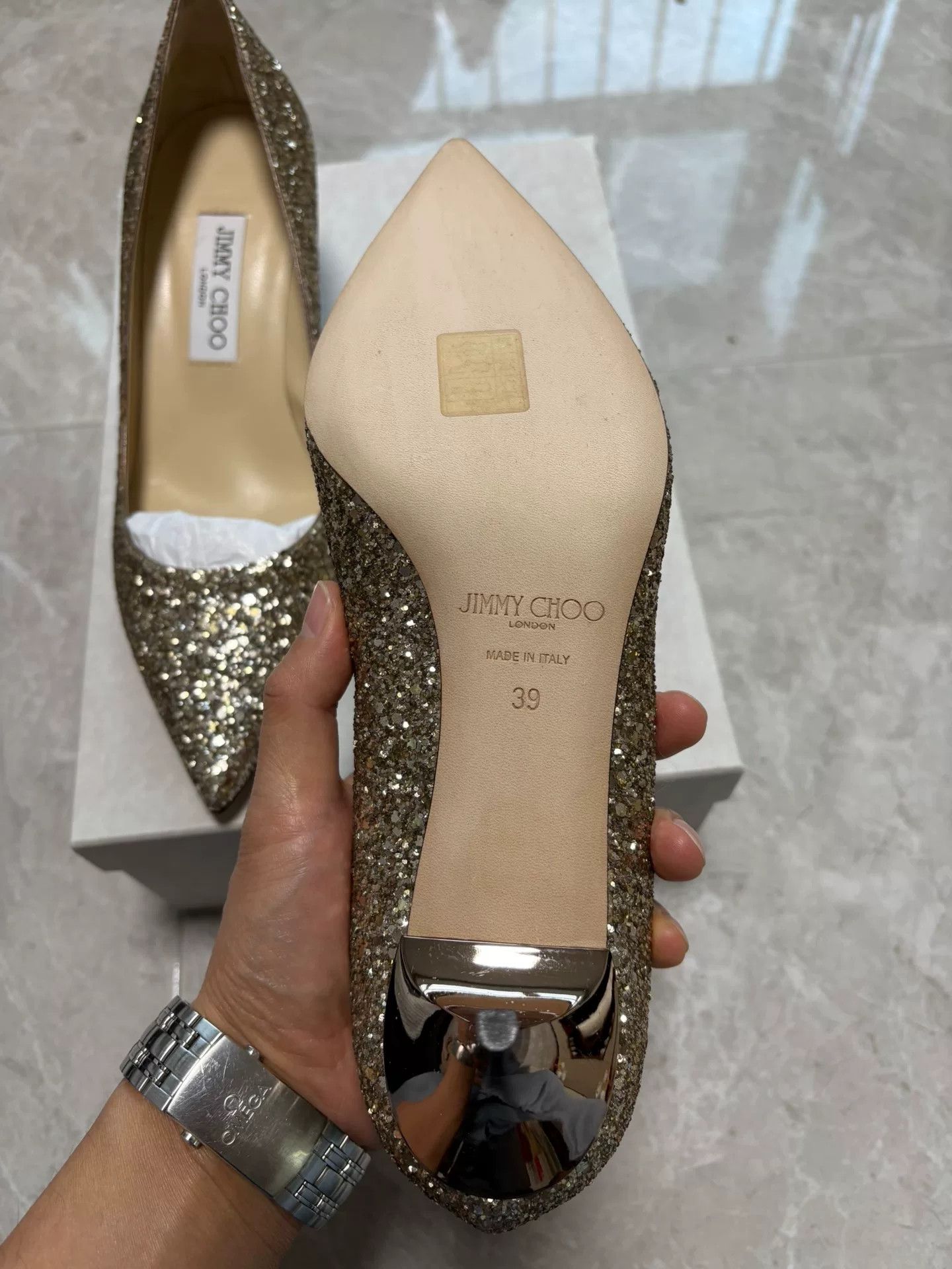 Jimmy Choo Jimmy Choo Gold High Heels Size 39 Size US 8 / IT 38 - 4 Thumbnail
