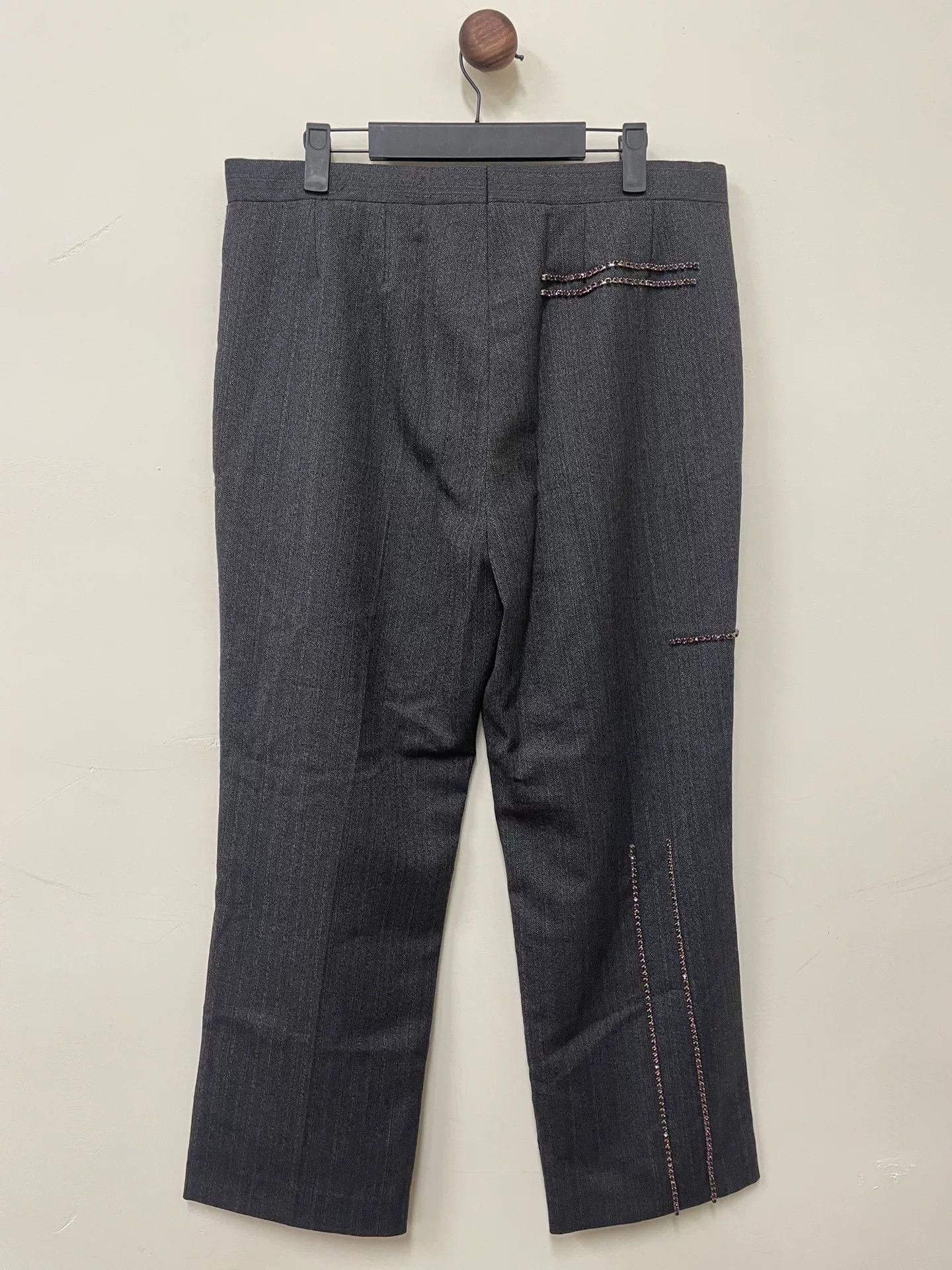 Raf Simons Raf Simons 19SS Rhinestone Wool Striped Trousers Size US 34 / EU 50 - 2 Thumbnail