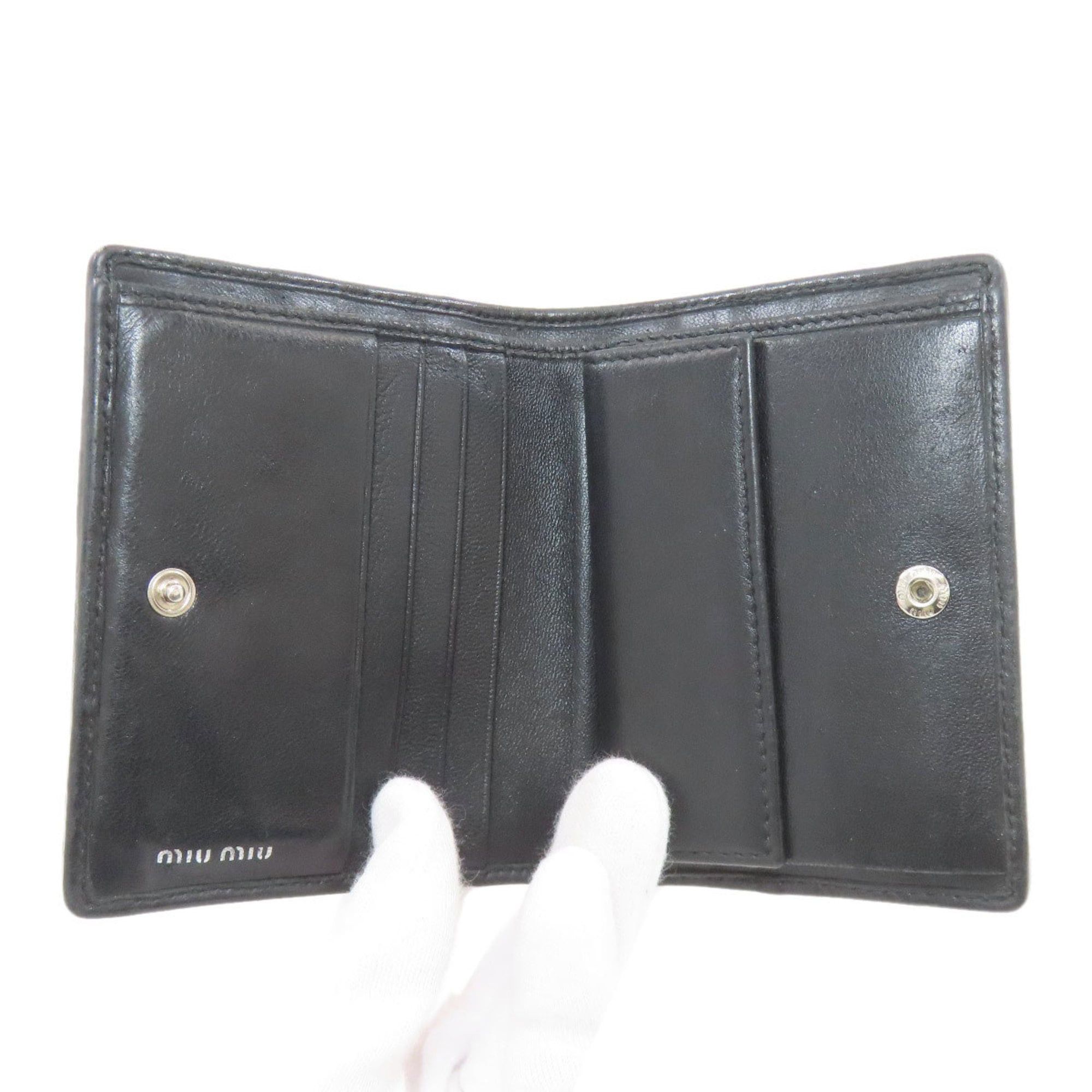 Miu Miu Miu Miu Miu Braided Leather Bifold Wallet for Women Size ONE SIZE - 4 Thumbnail