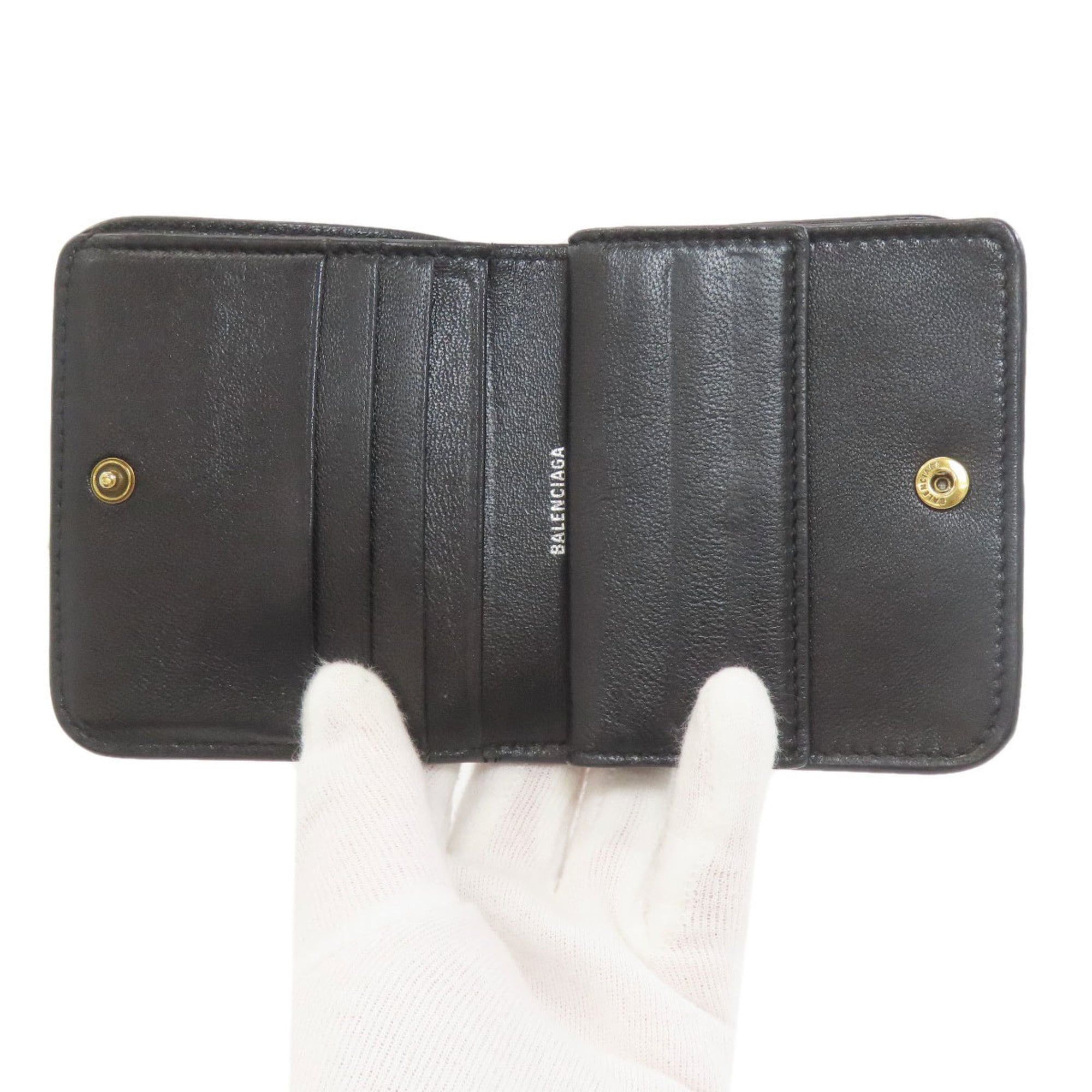Balenciaga Balenciaga 594216 Logo Bifold Wallet in Calfskin Leather for Women Size ONE SIZE - 4 Thumbnail