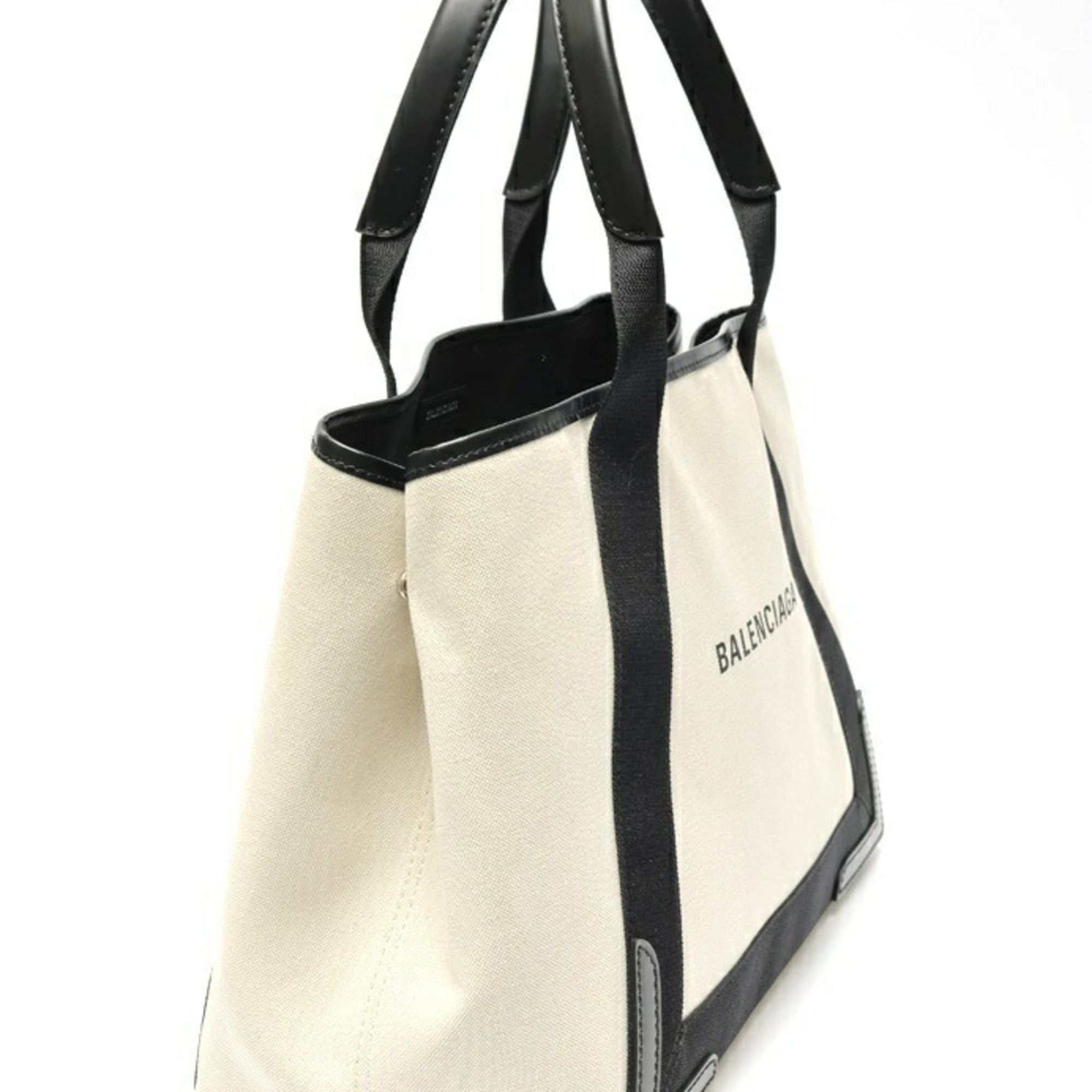 Balenciaga Balenciaga Navy Cabas M Tote Bag 581292, Canvas, Leather, Natural Black Size ONE SIZE - 2 Thumbnail