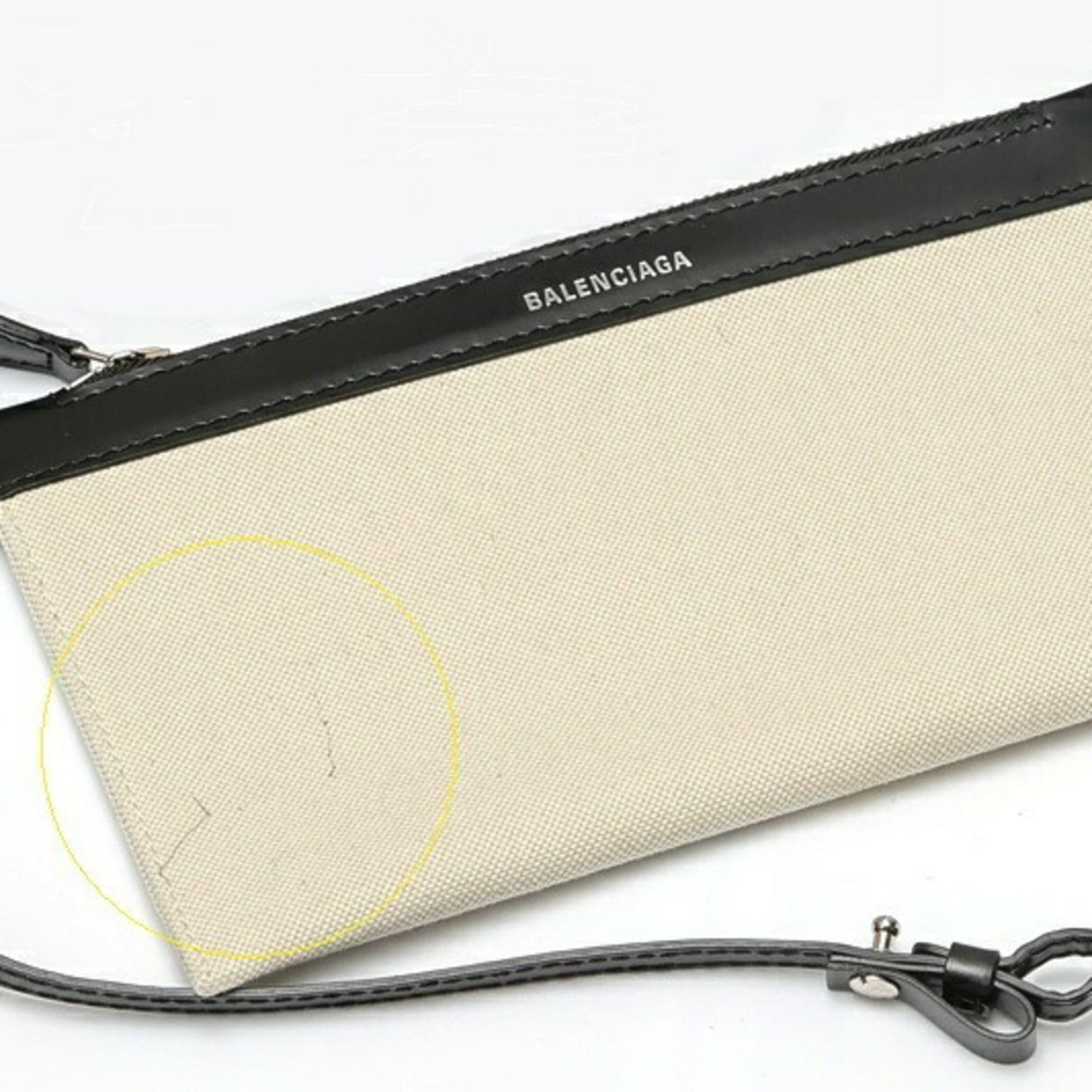 Balenciaga Balenciaga Navy Cabas M Tote Bag 581292, Canvas, Leather, Natural Black Size ONE SIZE - 5 Thumbnail