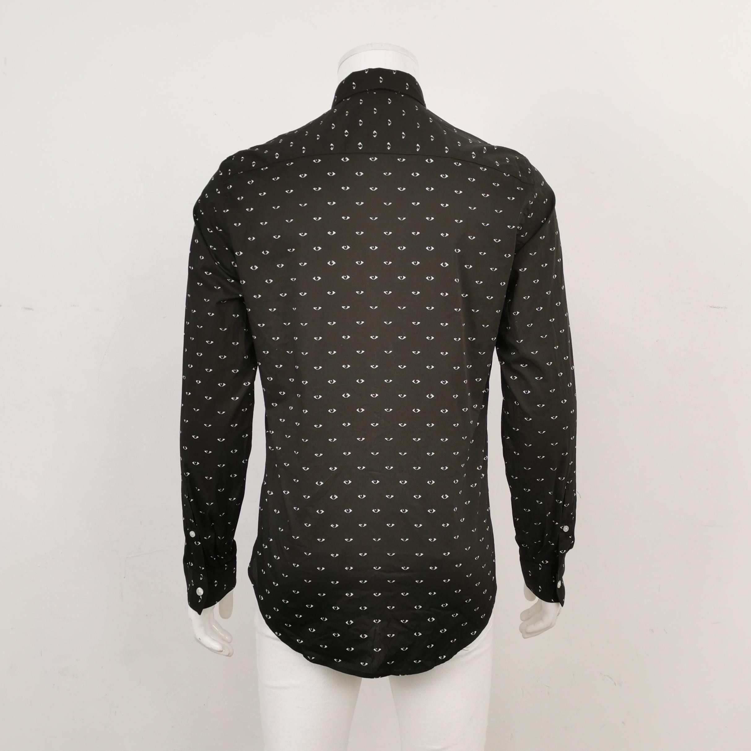Kenzo Kenzo Black Cotton Eye Print Button-Down Shirt Size US L / EU 52-54 / 3 - 3 Thumbnail