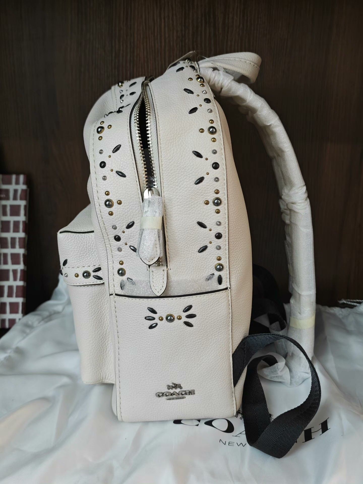 Coach Coach Studded Leather Beige Large Backpack Size ONE SIZE - 5 Thumbnail