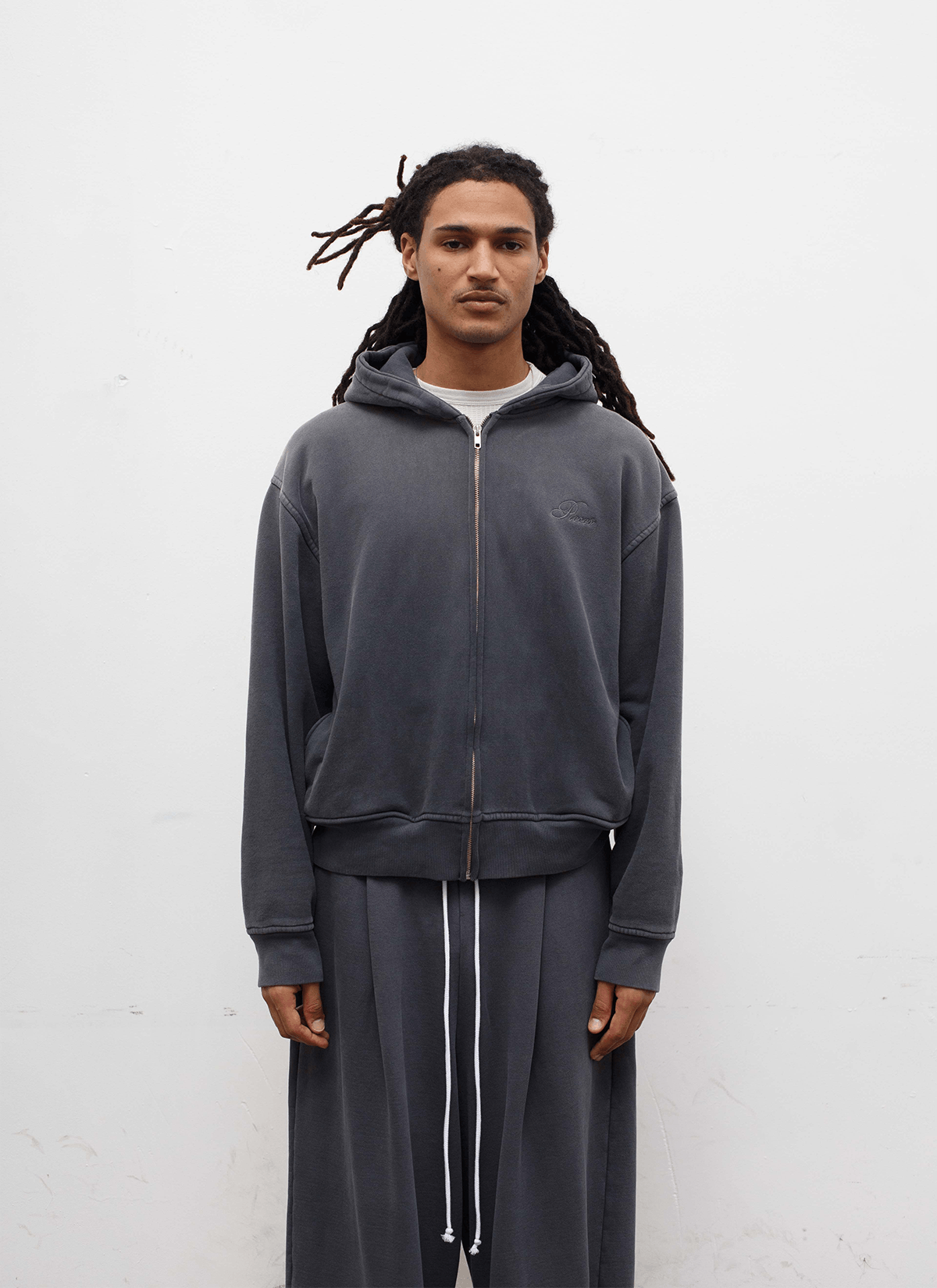 Other Pieces Basic Program Zip Up Sweatshirt Washed Black Size US XL / EU 56 / 4 - 3 Thumbnail