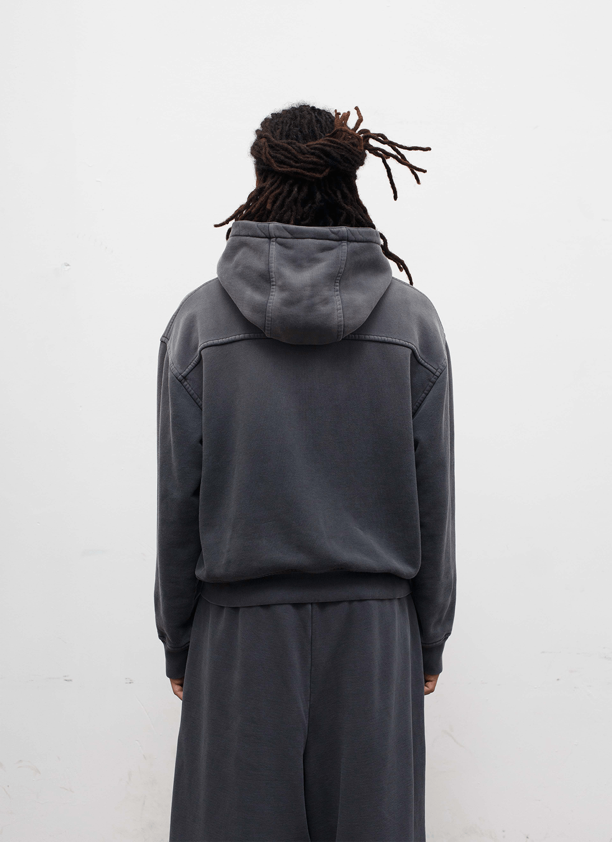 Other Pieces Basic Program Zip Up Sweatshirt Washed Black Size US XL / EU 56 / 4 - 4 Thumbnail
